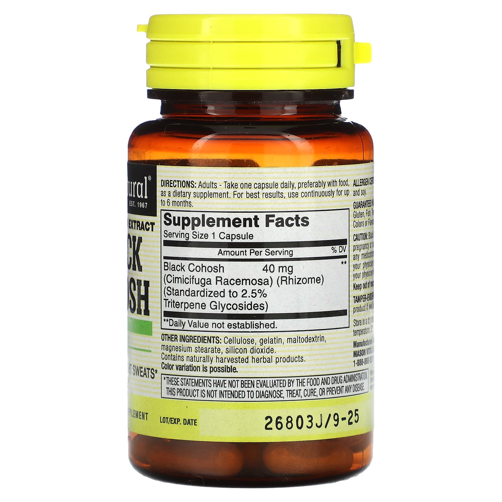 Mason Natural, Black Cohosh, Standardized Extract, 60 Capsules (40 mg per Capsule) - Image 2