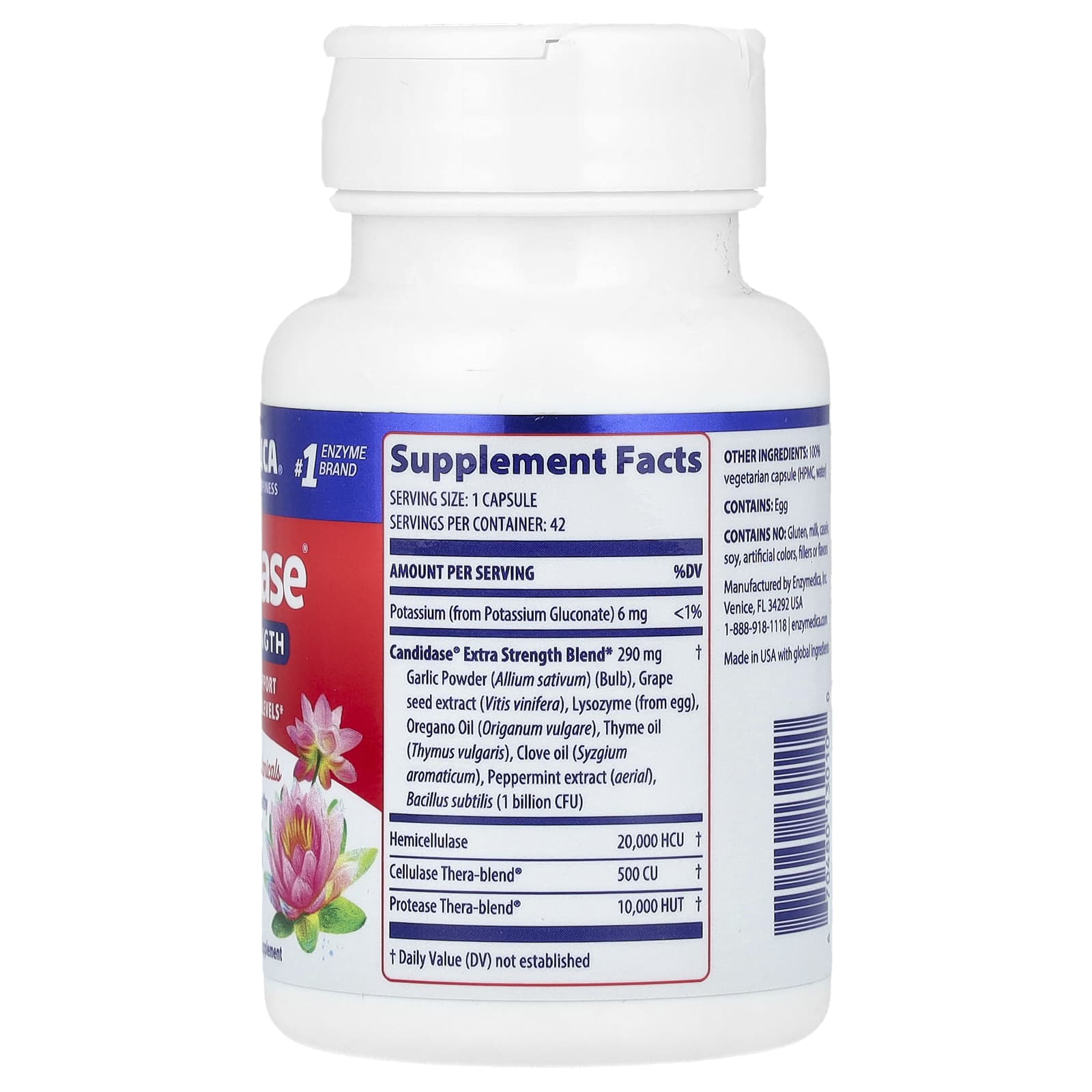 Enzymedica Candidase Extra Strength 42 Capsules Digestive Support - Image 2