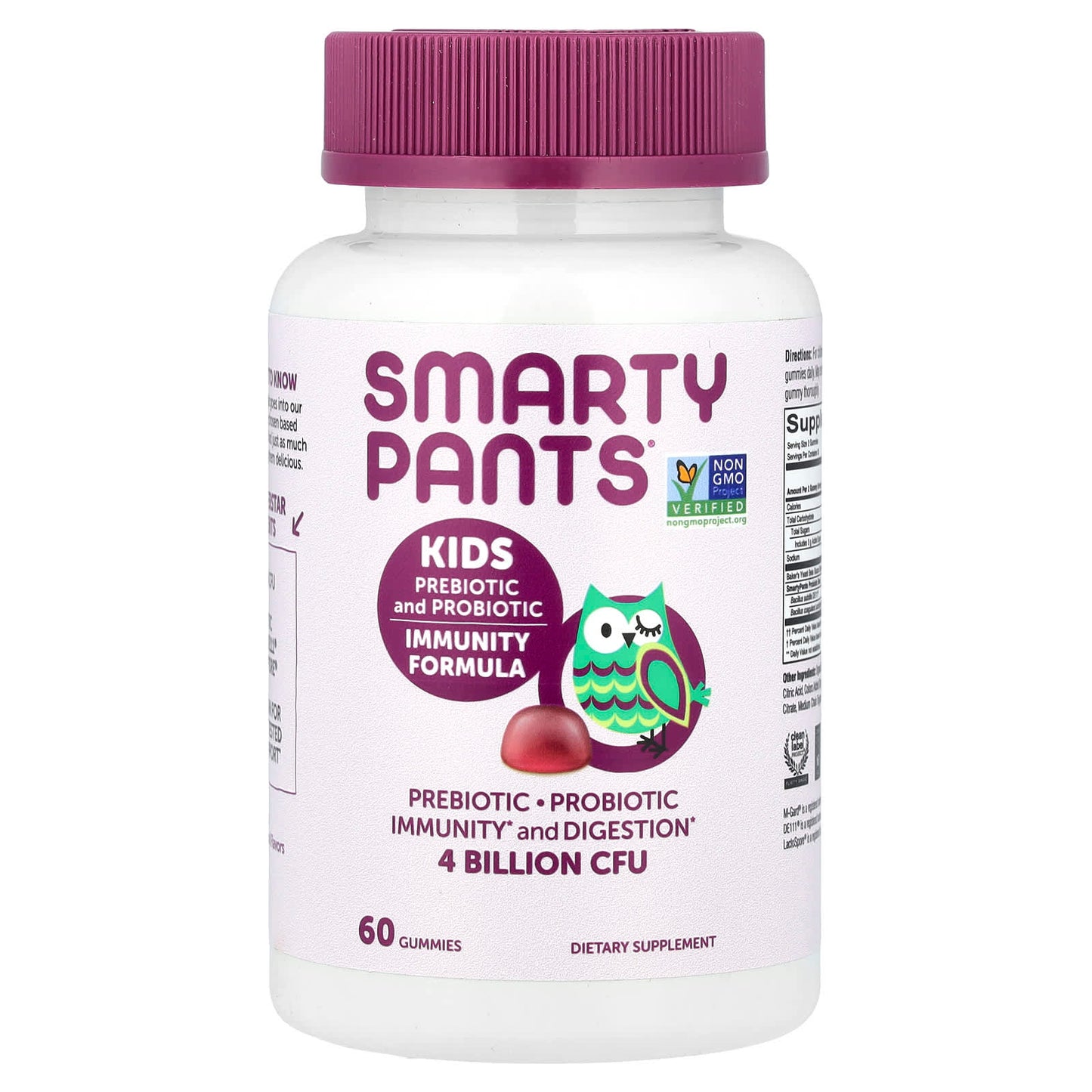 SmartyPants, Kids Prebiotic and Probiotic Gummies, Immunity Formula, Grape, 4 Billion CFU, 60 Gummies (2 Billion CFU per Gummy) - Image 1