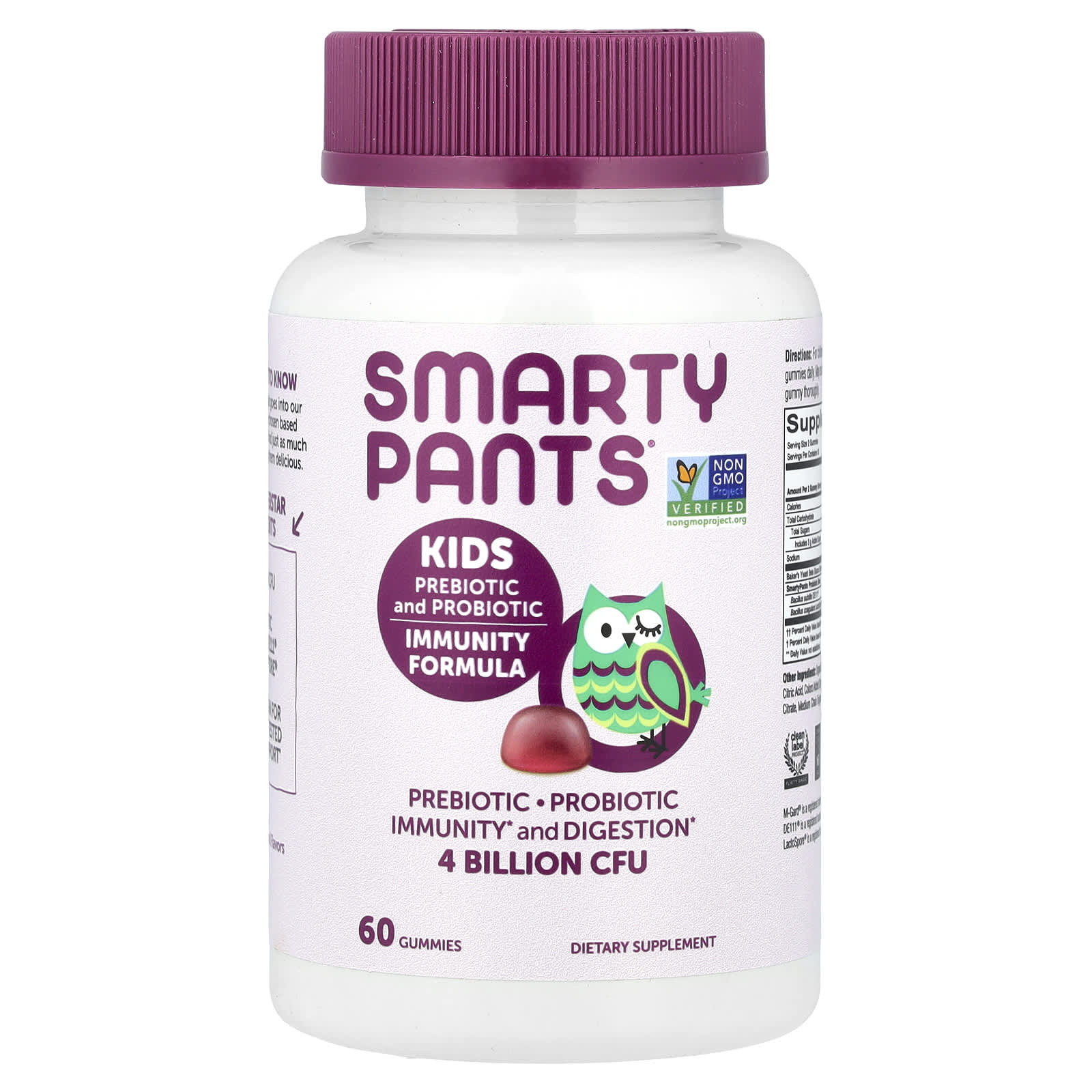 SmartyPants, Kids Prebiotic and Probiotic Gummies, Immunity Formula, Grape, 4 Billion CFU, 60 Gummies (2 Billion CFU per Gummy) - Image 1