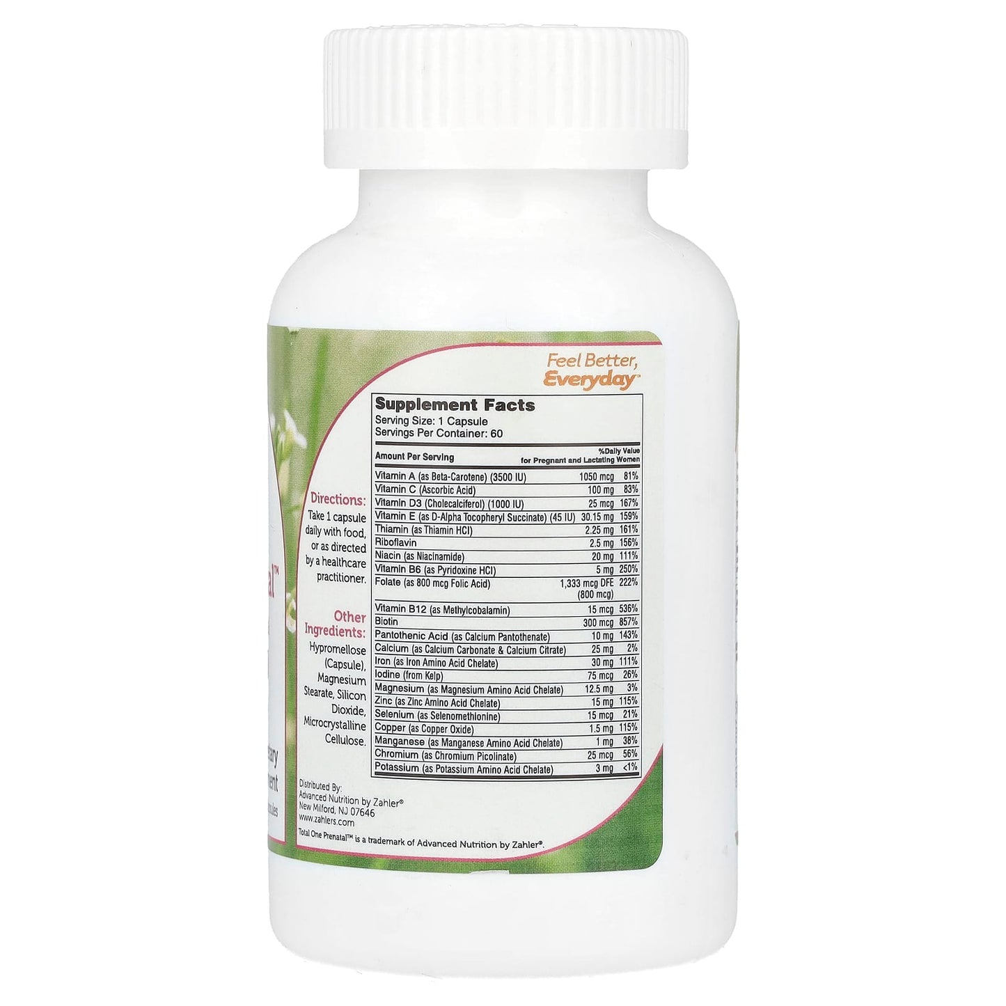 Zahler, Total One Prenatal™, Essential Once-Daily Prenatal, 60 Capsules - Image 2