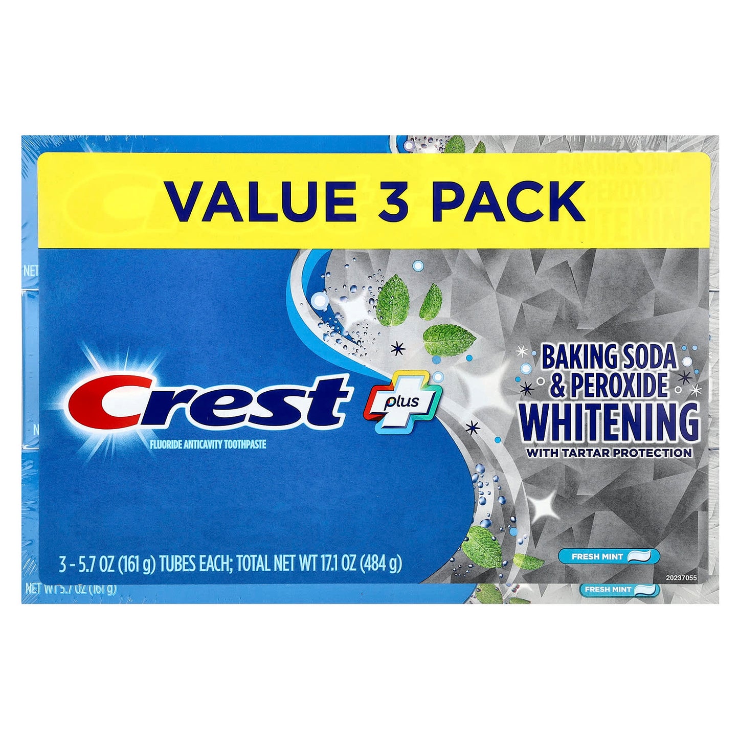 Crest Fluoride Toothpaste, 3 Pack, Whitening, Fresh Mint, 161g - Image 2