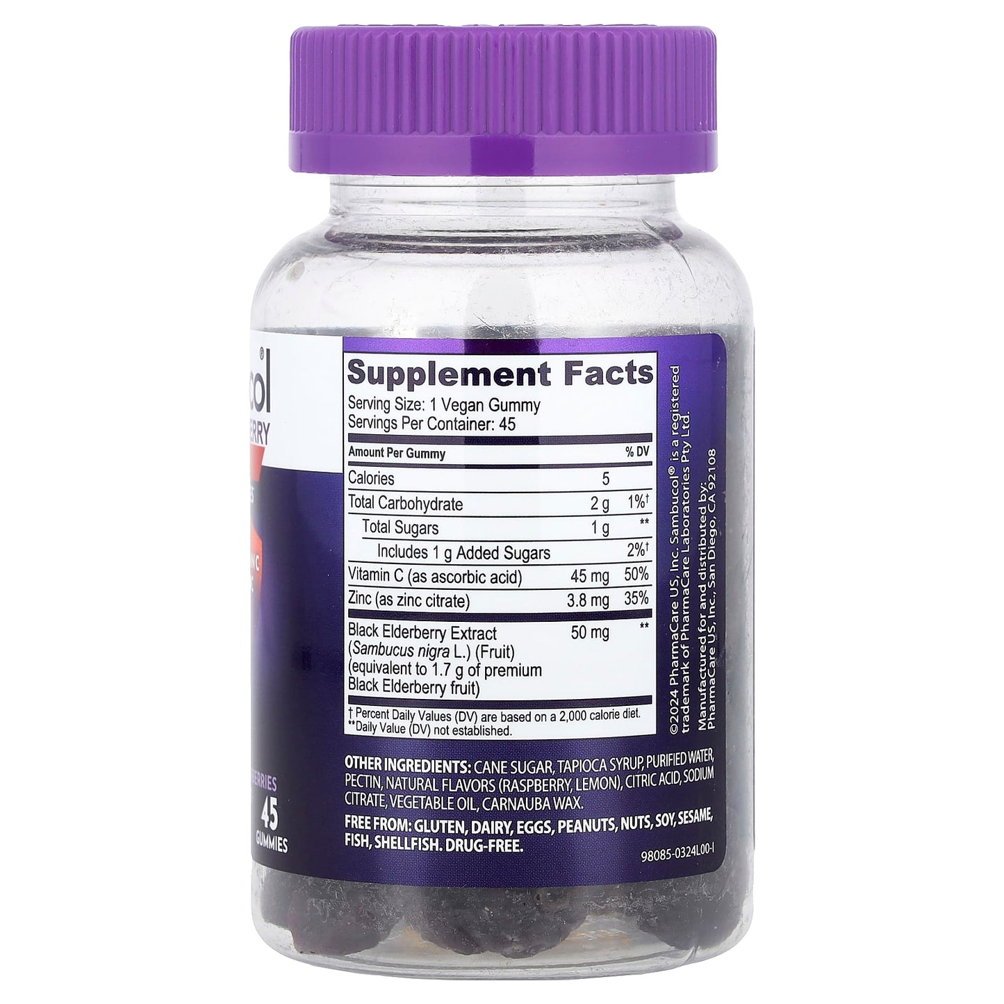 Sambucol, Black Elderberry, Advanced Immune Gummies + Vitamin C + Zinc, 45 Gummies - Image 2