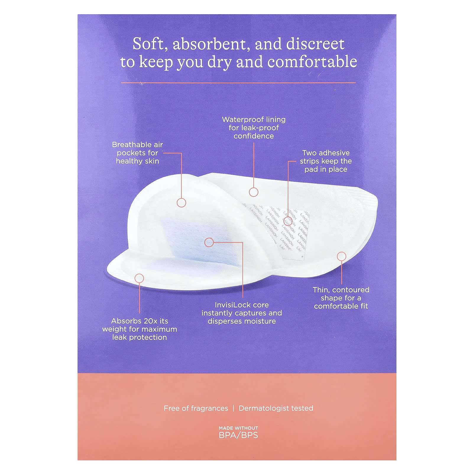Lansinoh, Stay Dry Nursing Pads, 60 Individually Wrapped Pads - Image 2