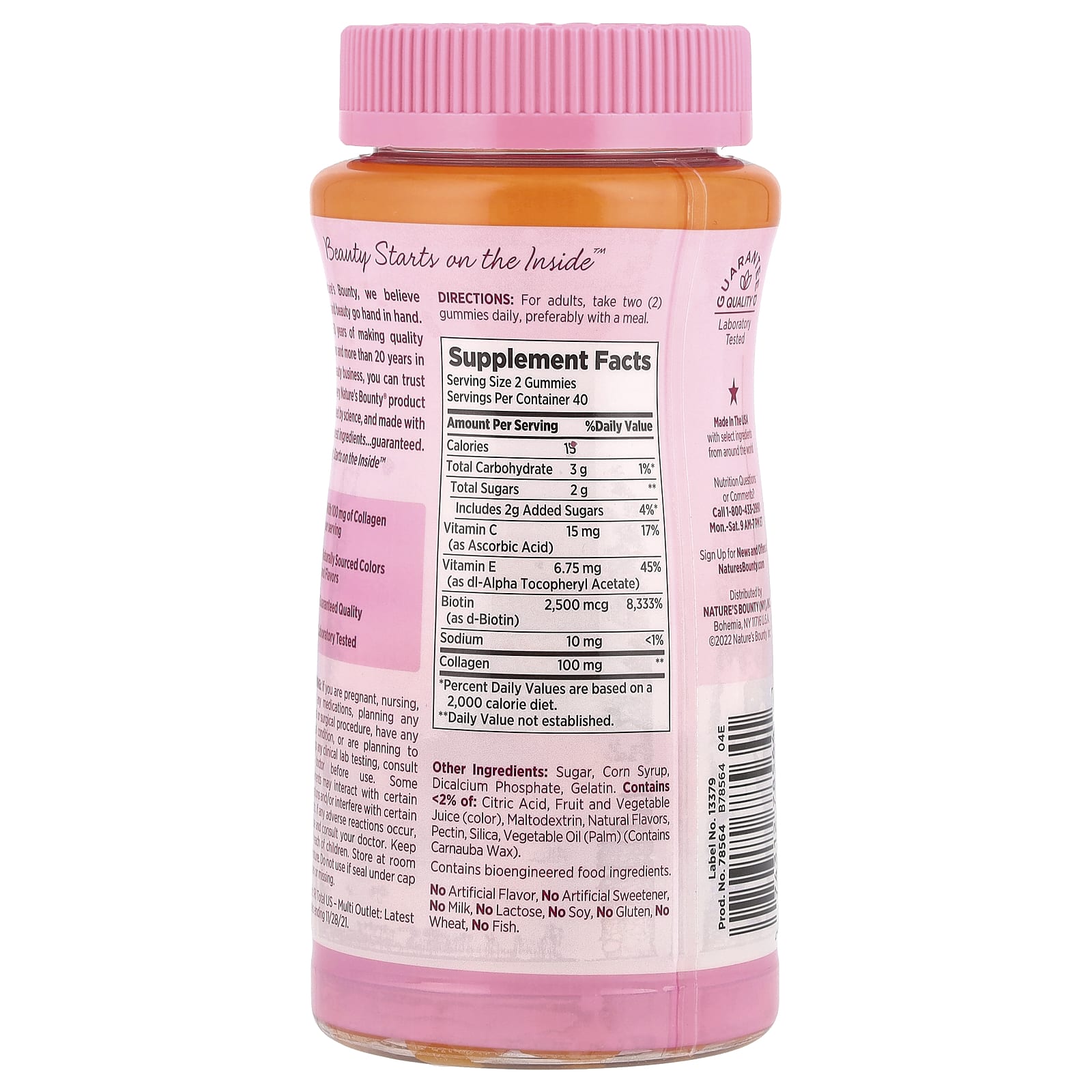 Nature's Bounty, Optimal Solutions®, Hair, Skin, & Nails Gummies, Collagen & Biotin, Tropical Citrus, 80 Gummies