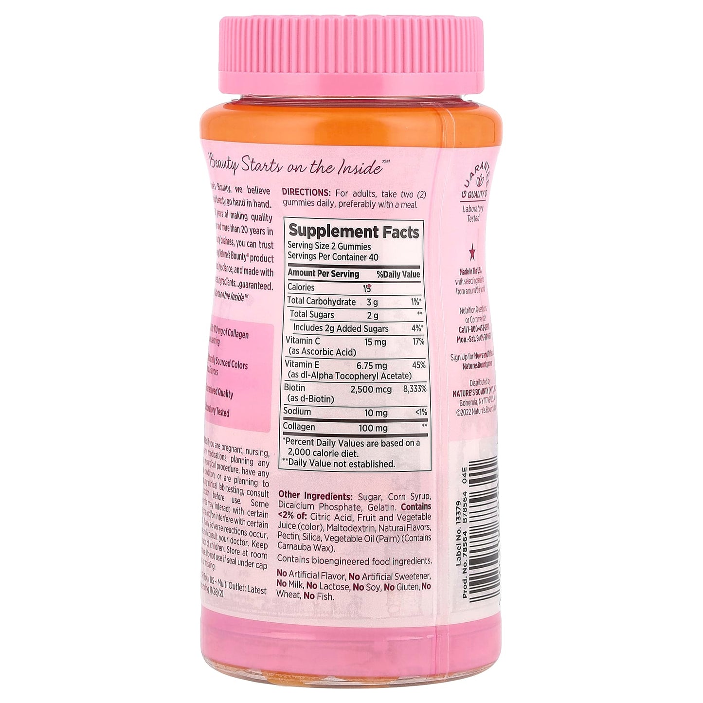 Nature's Bounty, Optimal Solutions®, Hair, Skin, & Nails Gummies, Collagen & Biotin, Tropical Citrus, 80 Gummies - Image 2