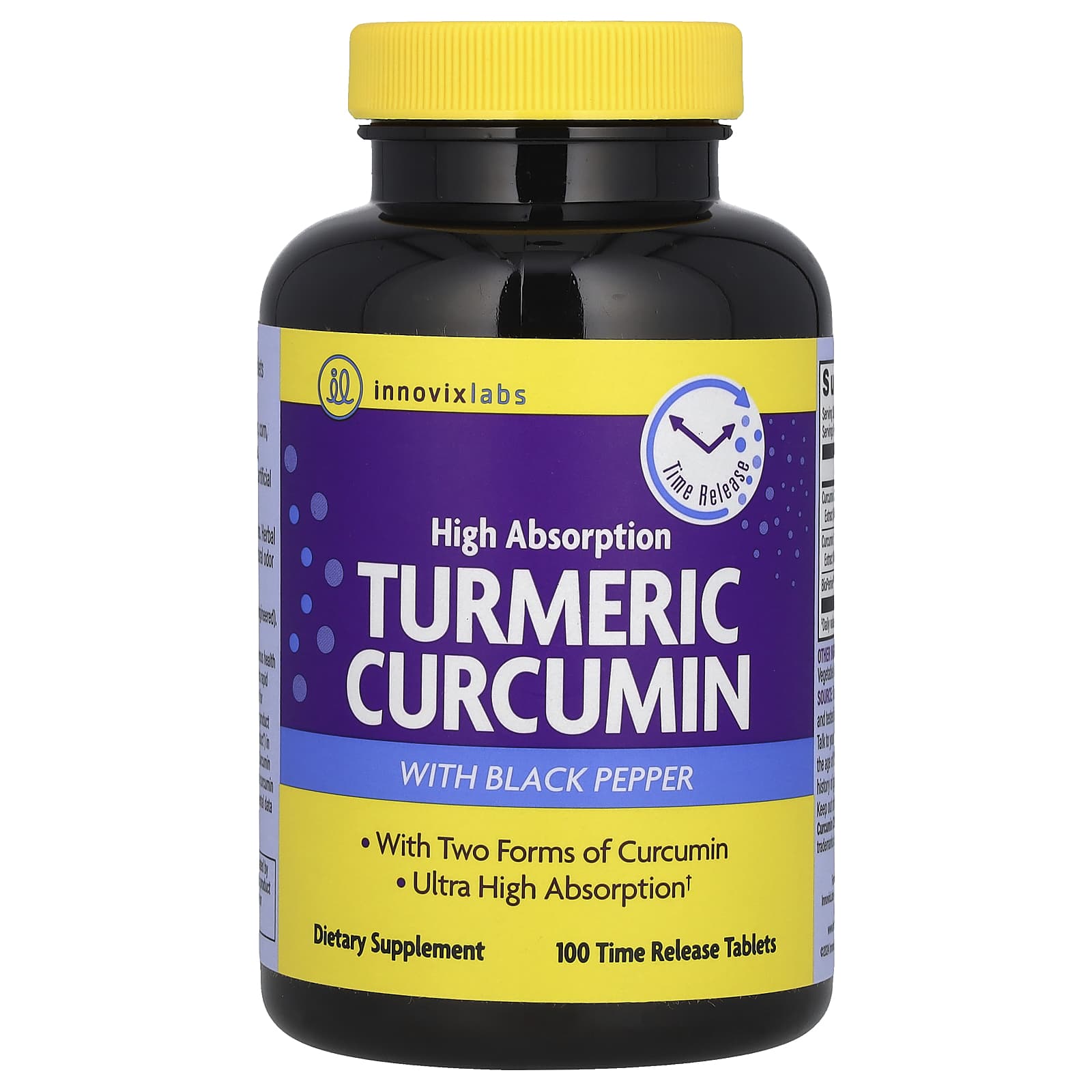 InnovixLabs Turmeric Curcumin with 100 Time Release Tablets - Image 1