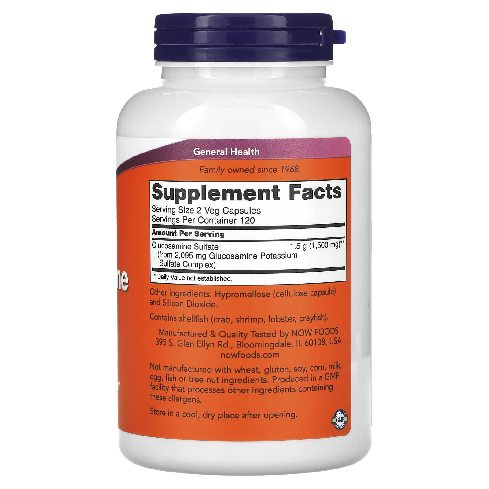 NOW Foods, Glucosamine Sulfate, 750 mg, 240 Veg Capsules - Image 2