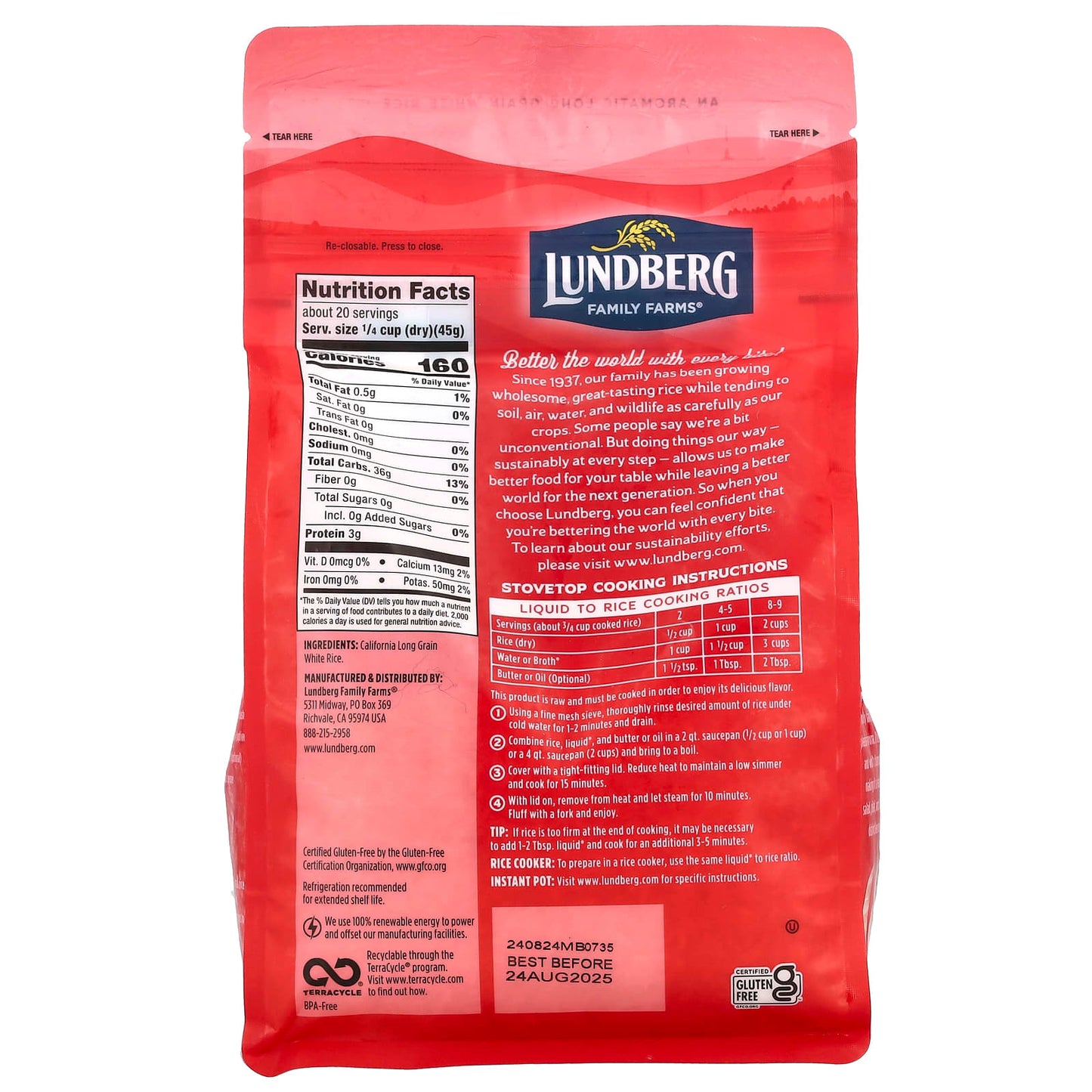 Lundberg, California White Basmati Gourmet Rice, 32 oz (907 g) - Image 2