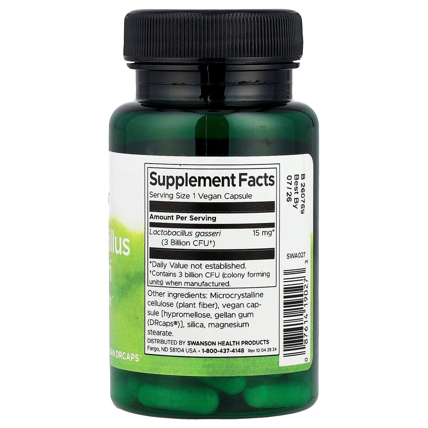 Swanson, Lactobacillus Gasseri, 3 Billion CFU, 60 Vegan DRcaps - Image 2
