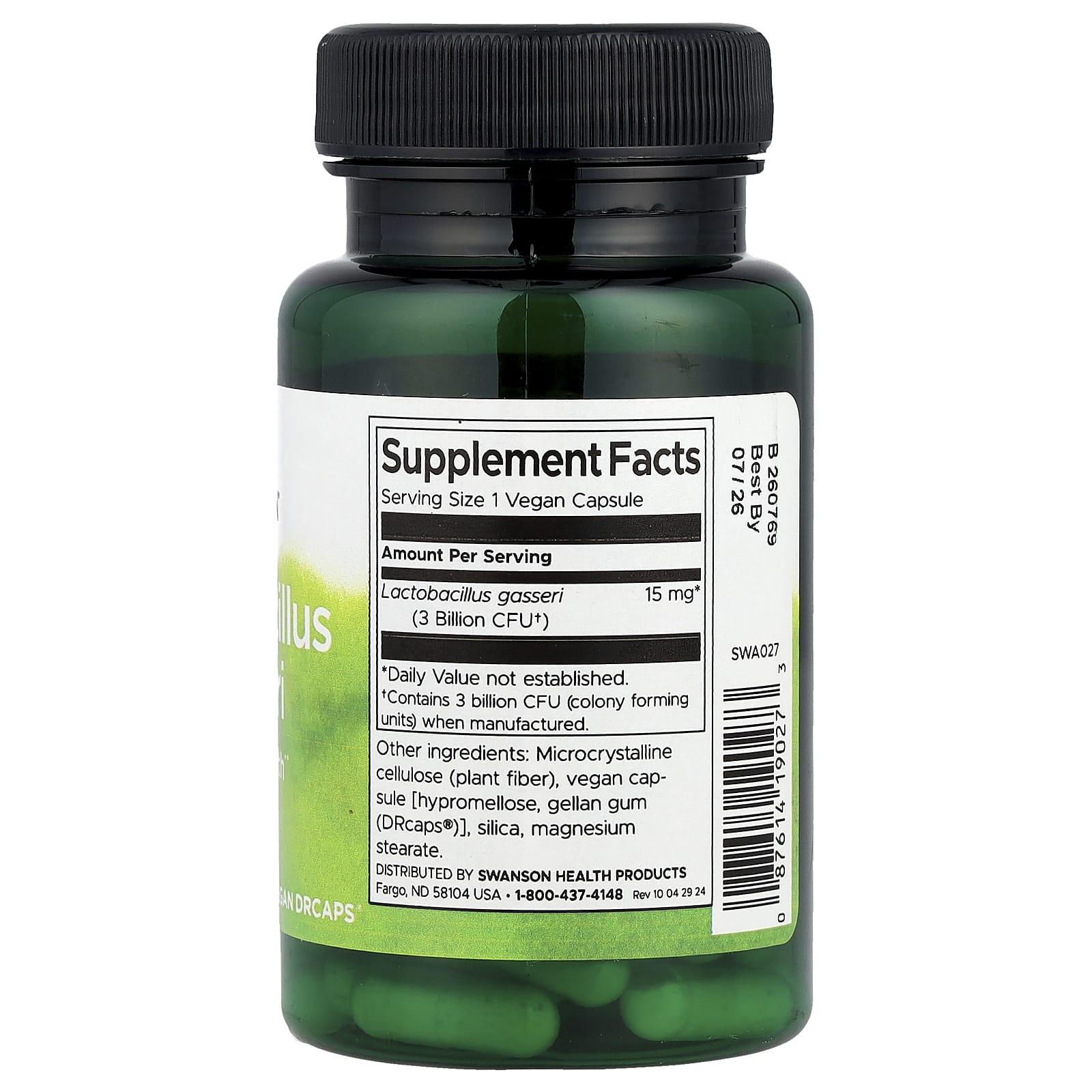 Swanson, Lactobacillus Gasseri, 3 Billion CFU, 60 Vegan DRcaps - Image 2