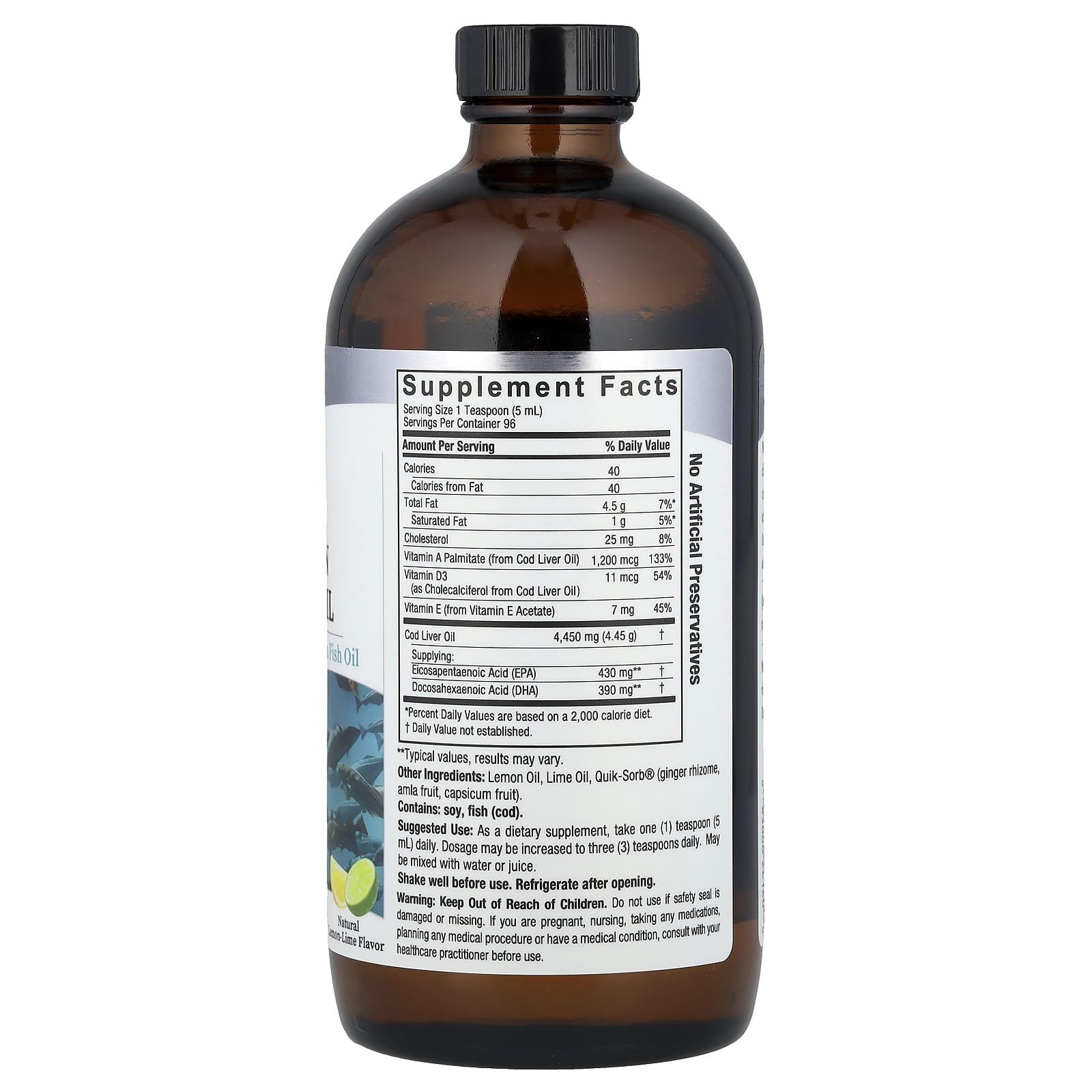 Nature's Answer, Liquid Norwegian Cod Liver Oil, Natural Lemon-Lime, 16 fl oz (480 ml) - Image 2
