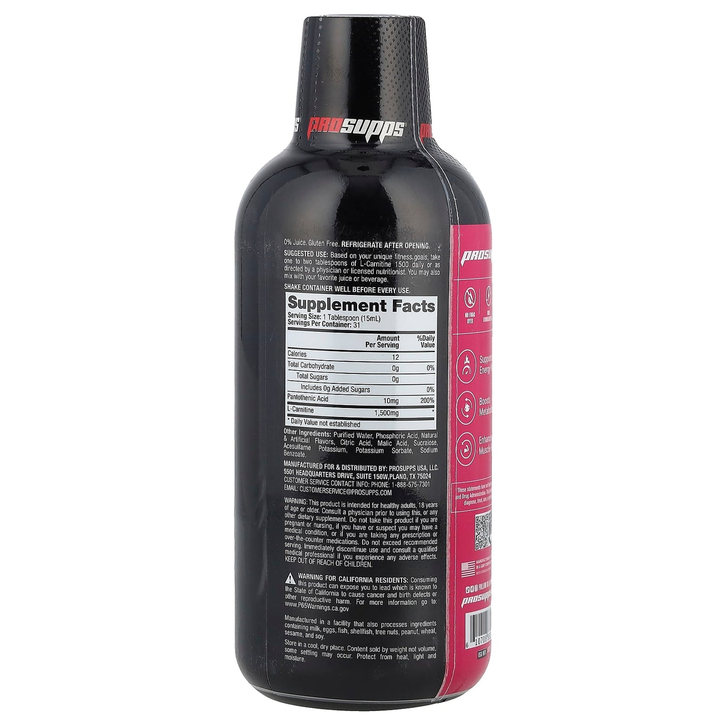 ProSupps, L-Carnitine 1500 Liquid Shots, Berry, 16 fl oz (473 ml) - Image 2