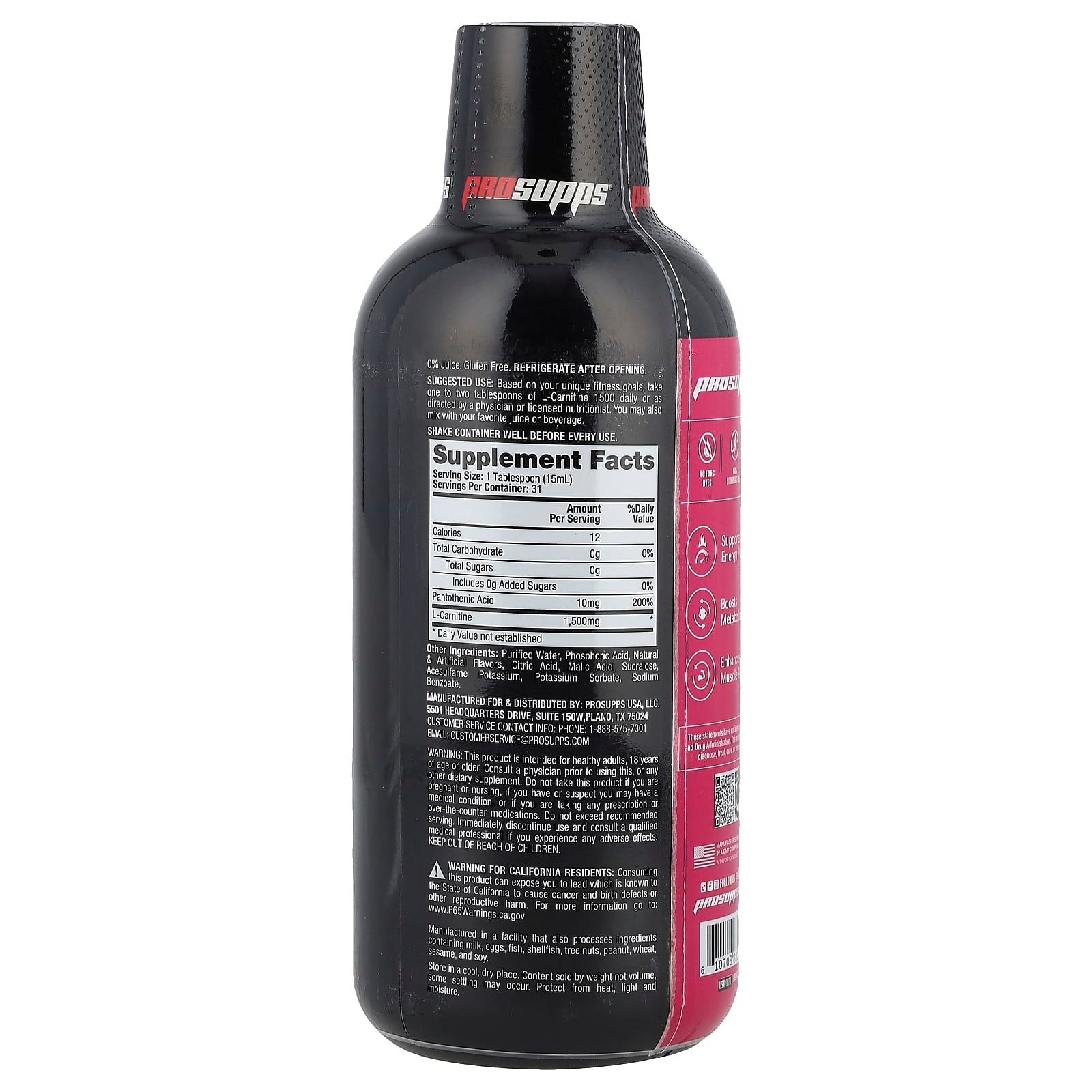 ProSupps, L-Carnitine 1500 Liquid Shots, Berry, 16 fl oz (473 ml) - Image 2