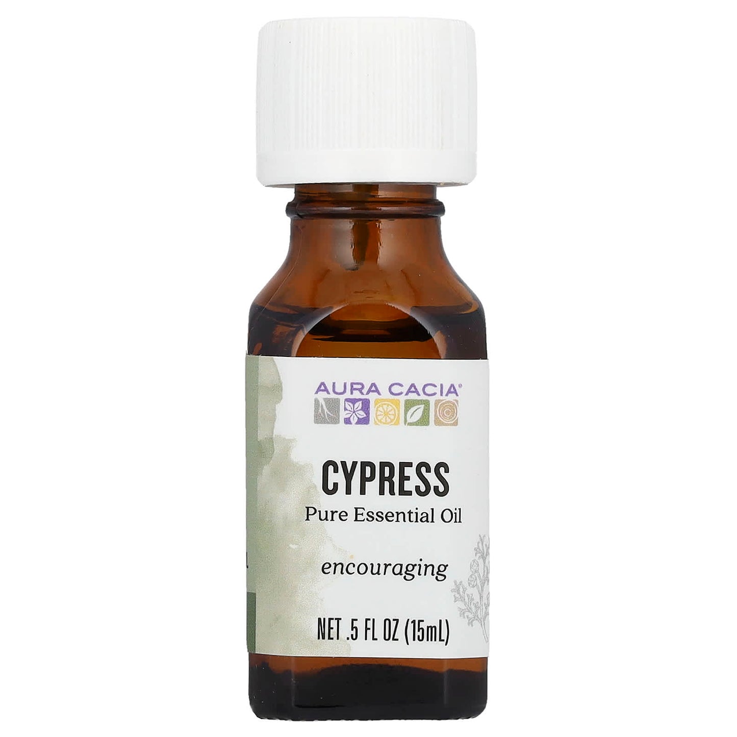 Aura Cacia Pure Cypress Essential Oil 0.5 fl oz for Mood Boost & Inspiration - Image 1