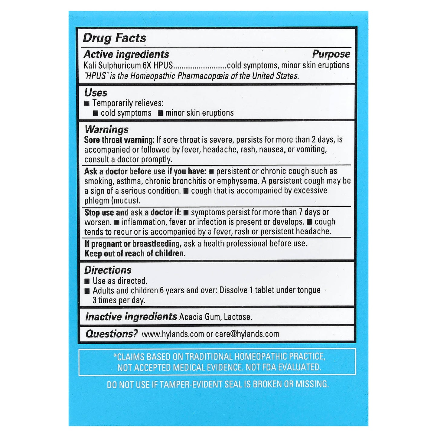 Hyland's Naturals Kali Sulph 6X for Cold Symptoms & Skin Issues - Image 2