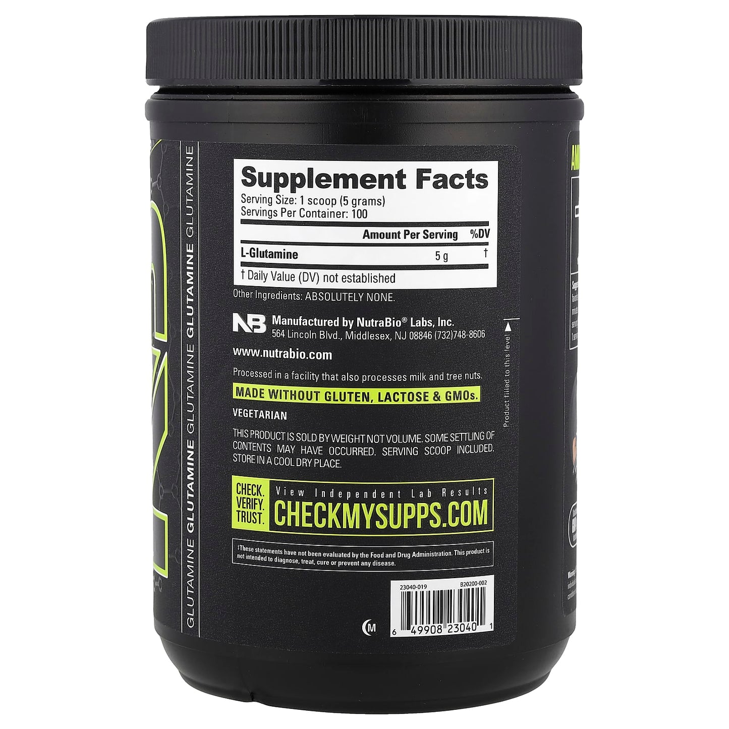 NutraBio, Glutamine, 1.1 lb (500 g) - Image 2