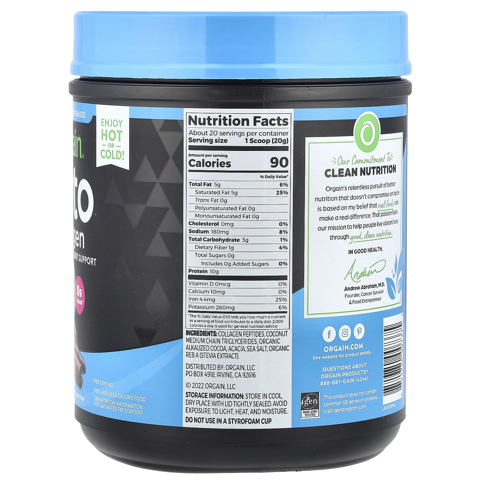 Orgain, Keto Collagen Powder, Chocolate, 14.1 oz (400 g)