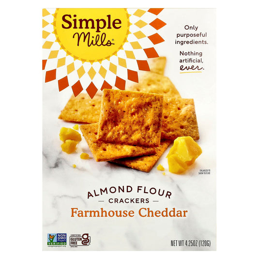Simple Mills, Almond Flour Crackers, Farmhouse Cheddar, 4.25 oz (120 g) - Image 1