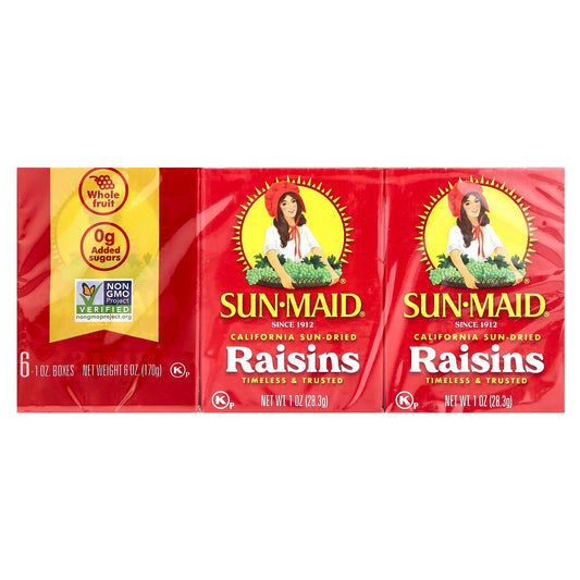 Sun-Maid, California Sun-Dried Raisins, 6 Boxes, 1 oz (28.3 g) Each - Image 1
