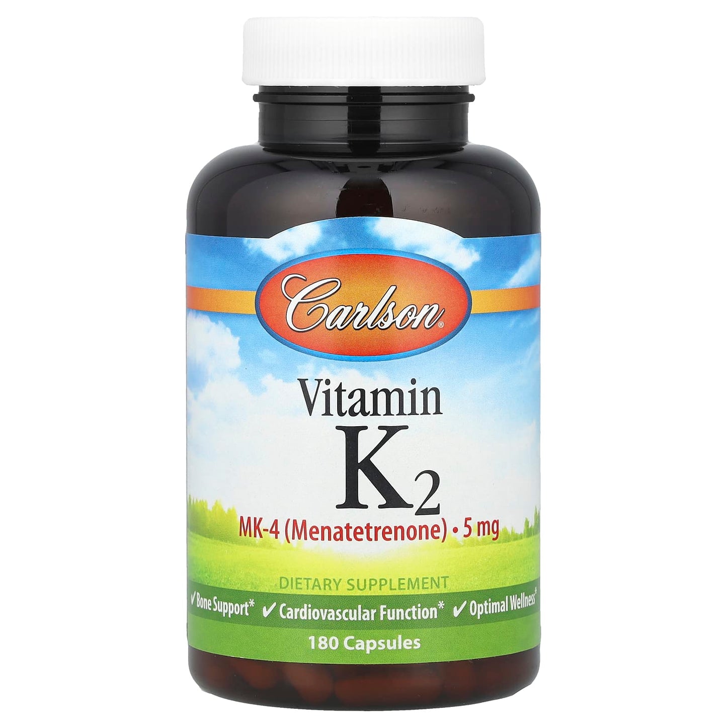 Carlson Vitamin K2 MK-4 5 mg for Bone Support & Heart Health 180 Capsules - Image 1