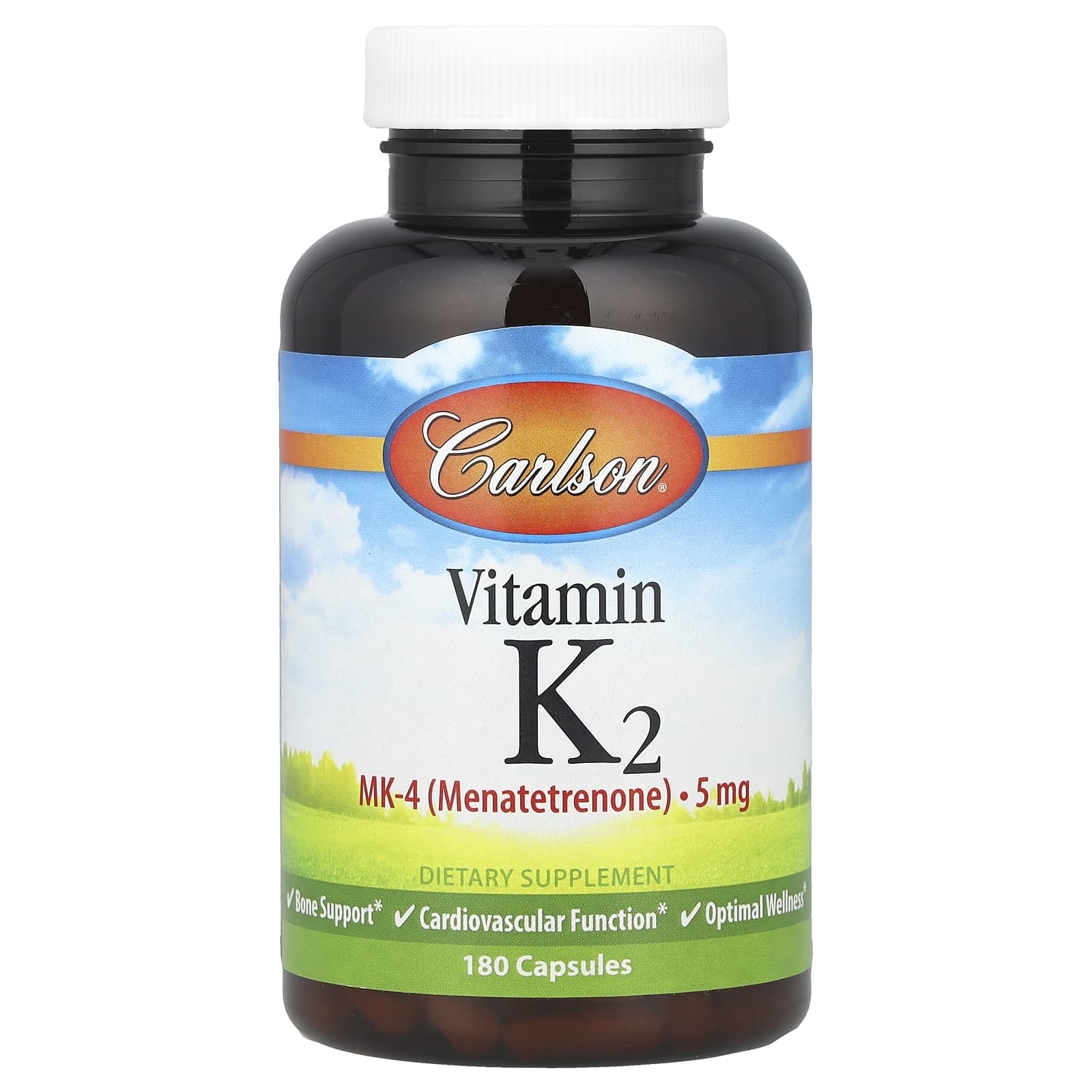 Carlson Vitamin K2 MK-4 5 mg for Bone Support & Heart Health 180 Capsules - Image 1