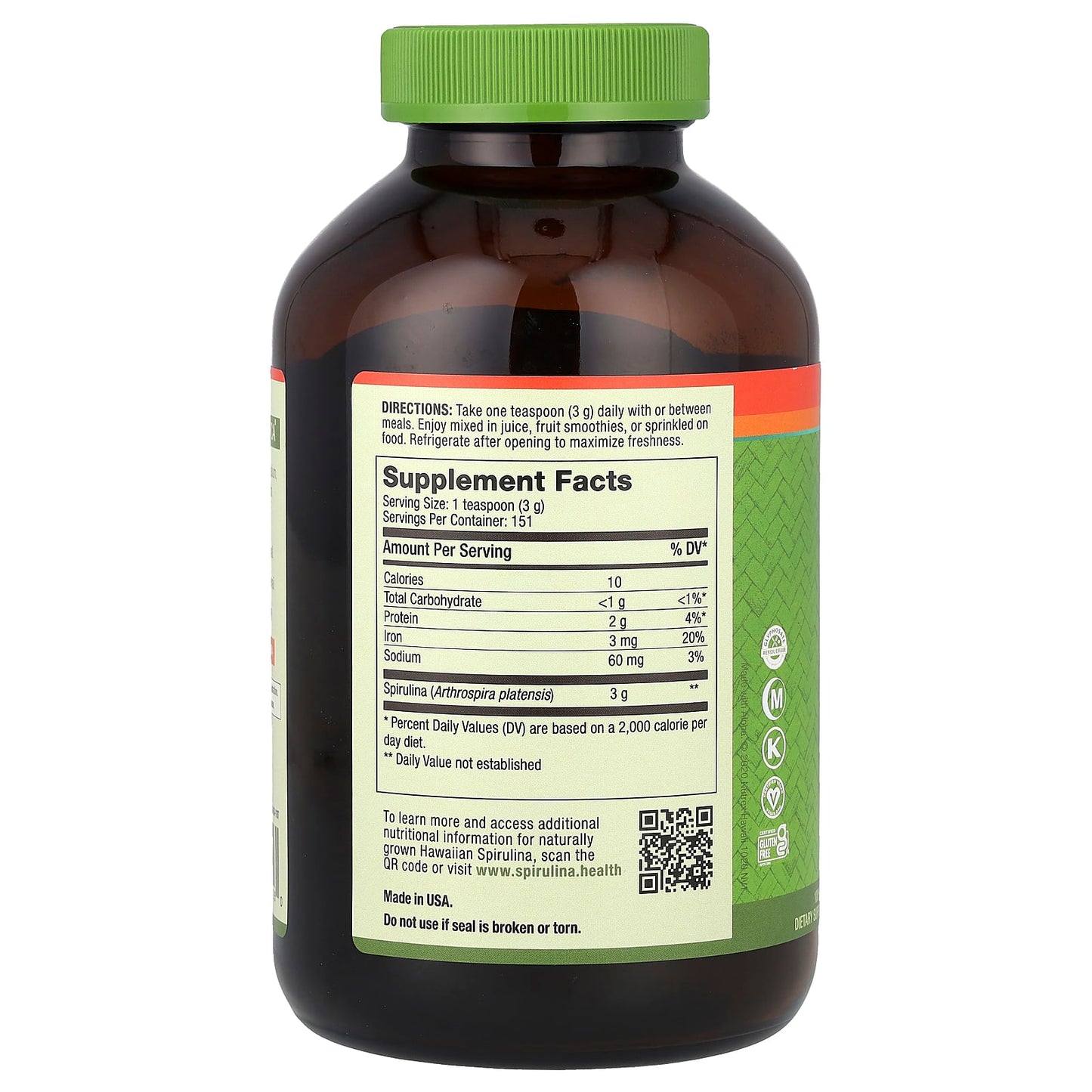Nutrex Hawaii, Pure Hawaiian Spirulina, Powder, 16 oz (454 g) - Image 2