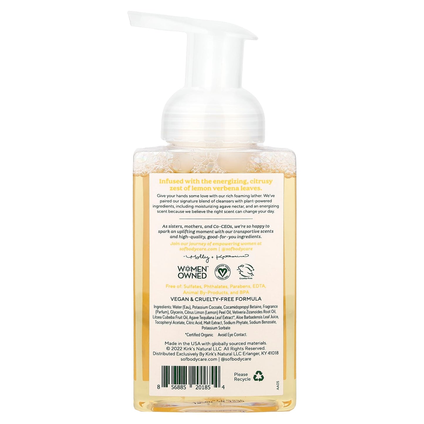 SoF, Hydrating Foaming Hand Wash with Agave Nectar, Lemon Verbena, 8 fl oz (236 ml) - Image 2