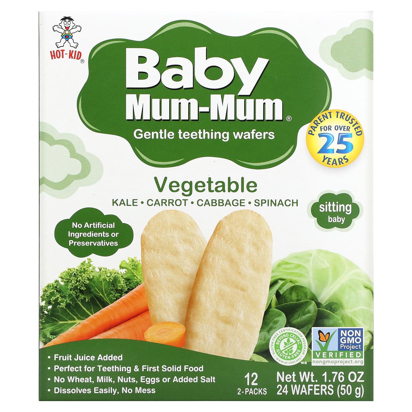 Gentle Baby Teething Wafers by Hot Kid, 12 Packs, Gluten-Free & Non-GMO - Image 1