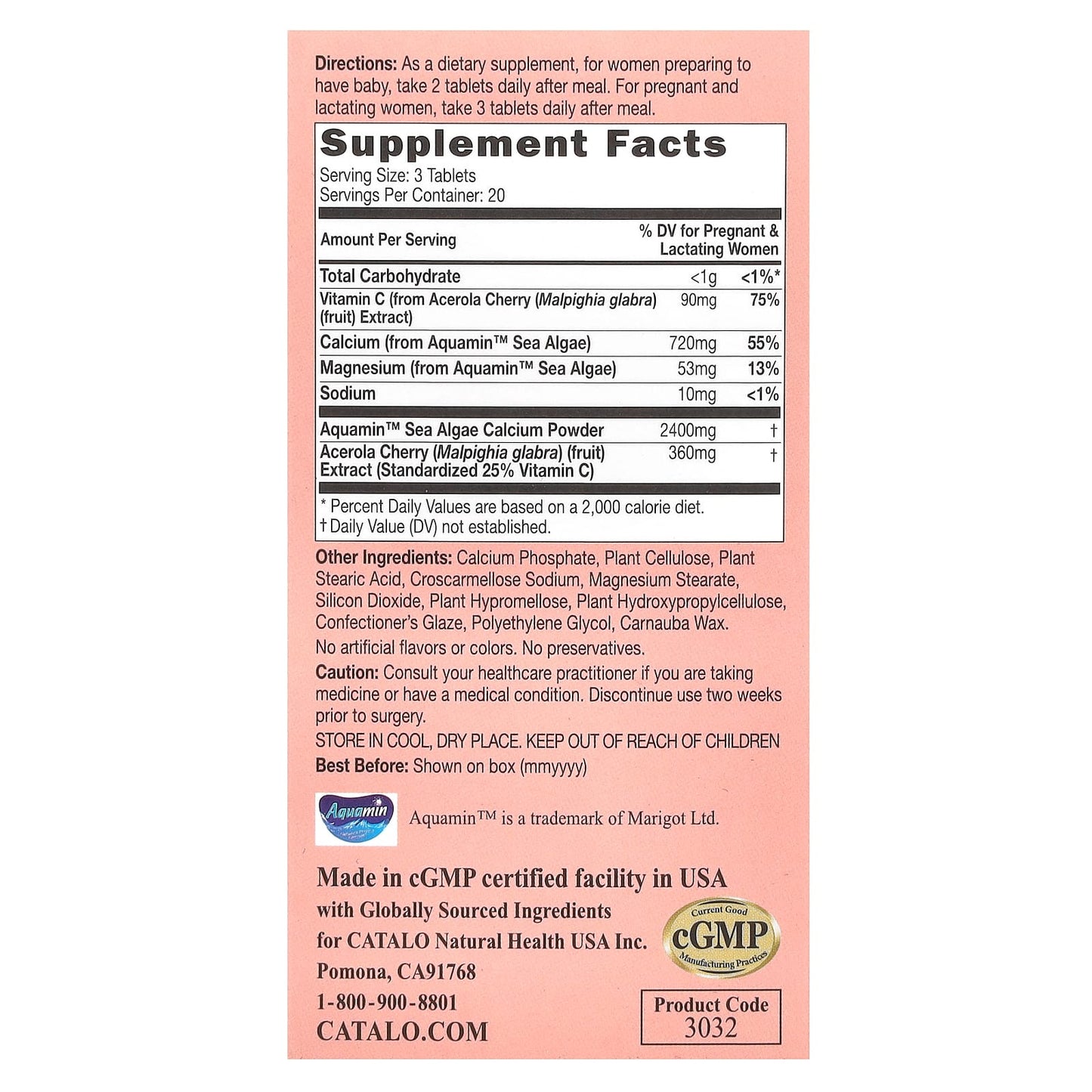 Prenatal Algae Calcium Supplement for Bone Health & Immunity | CATALO - Image 2