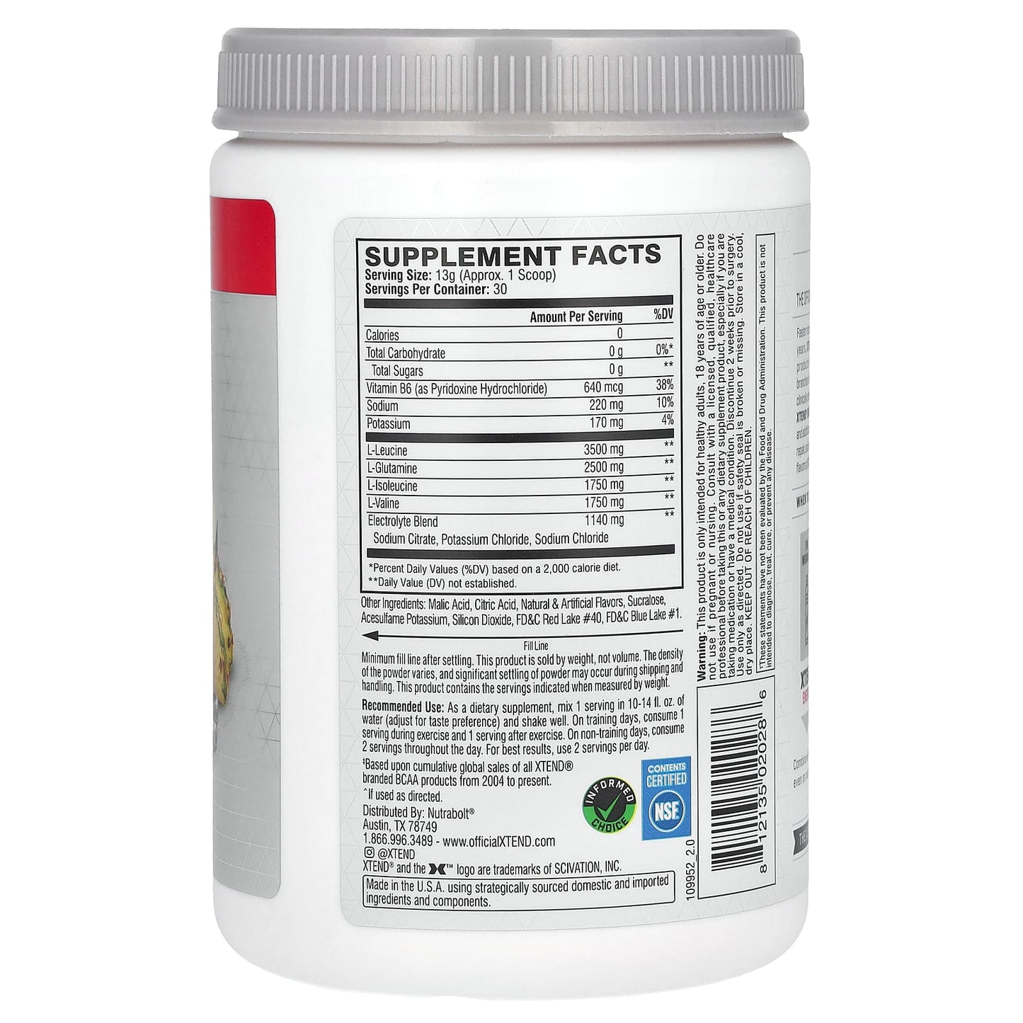 XTEND, The Original 7G BCAA, Knockout Fruit Punch, 13.8 oz (390 g) - Image 2