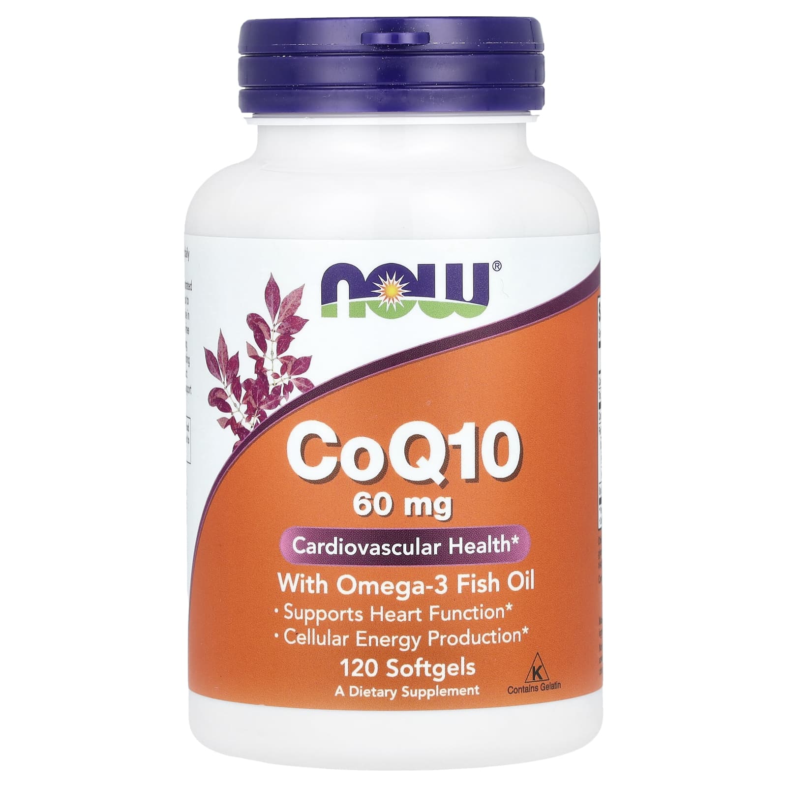 NOW Foods, CoQ10 with Omega-3 Fish Oil, 60 mg, 120 Softgels - Image 1