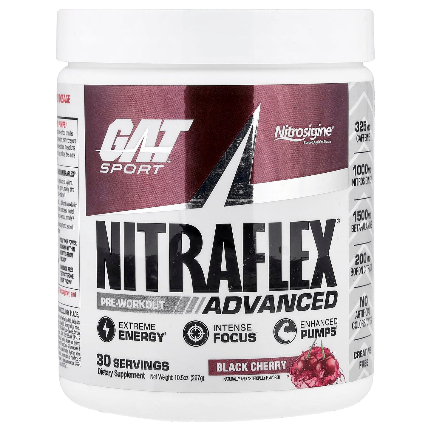 GAT Nitraflex Advanced Pre-Workout, Black Cherry, 10.5 oz - Image 1