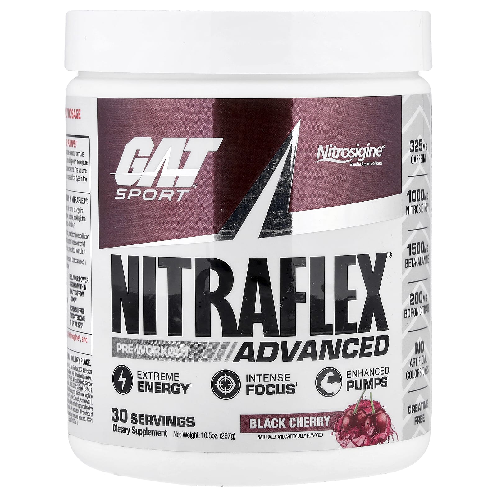 GAT Nitraflex Advanced Pre-Workout, Black Cherry, 10.5 oz - Image 1