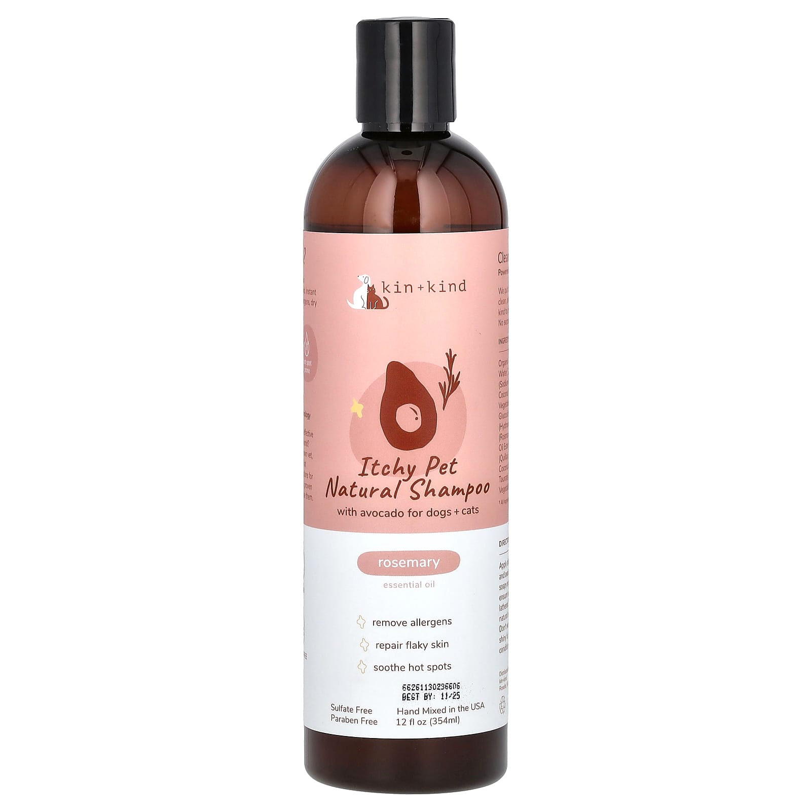 Kin+Kind, Itchy Pet Natural Shampoo With Avocado, For Dogs & Cats, Rosemary, 12 fl oz (354 ml) - Image 1