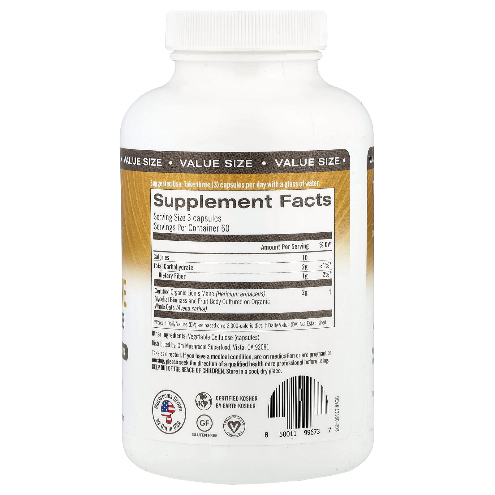 Om Mushrooms, Lion's Mane Mushroom Capsules, 180 Vegetable Capsules (666 mg per Capsule) - Image 2