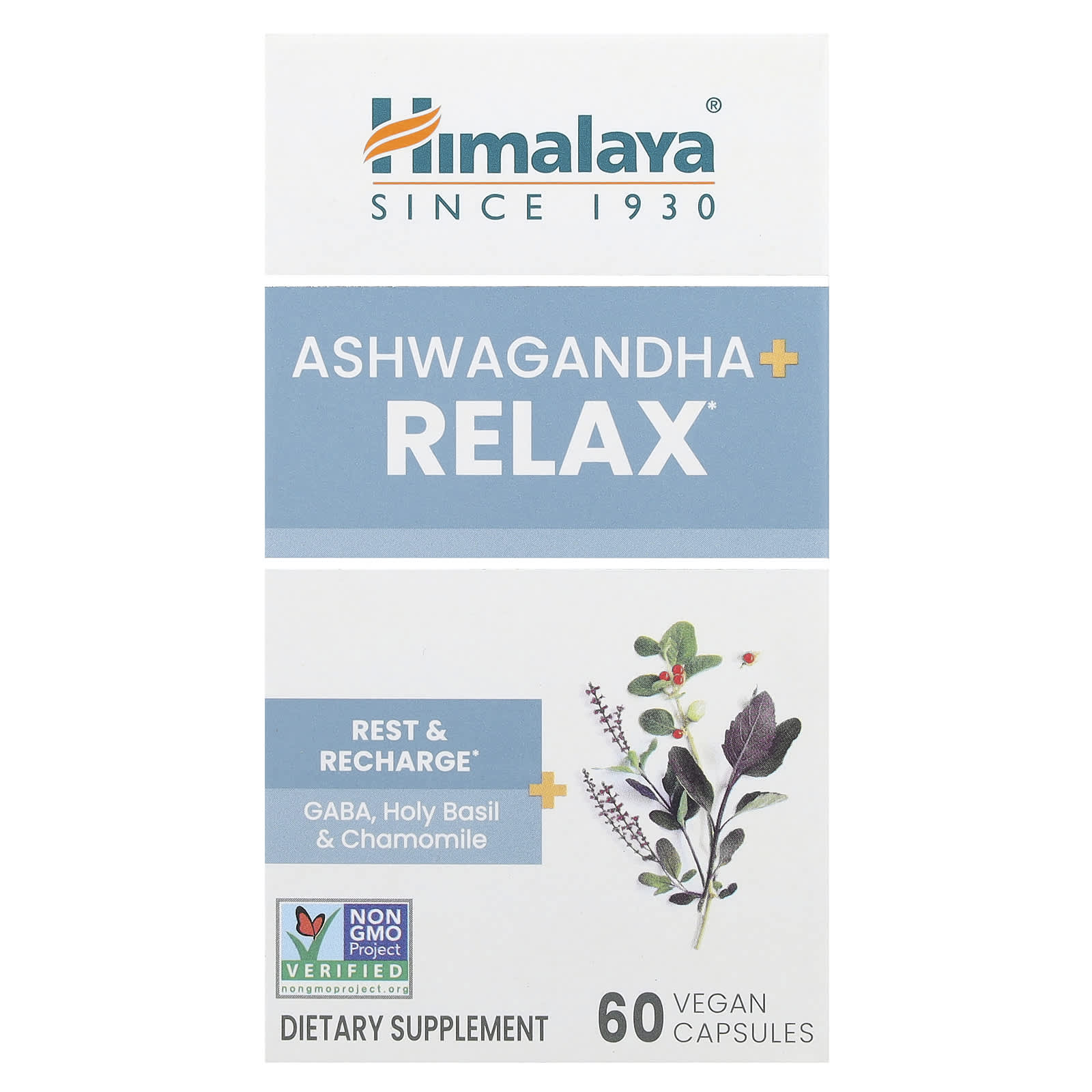 Himalaya Ashwagandha Relax 60 Vegan Capsules for Stress Relief - Image 1