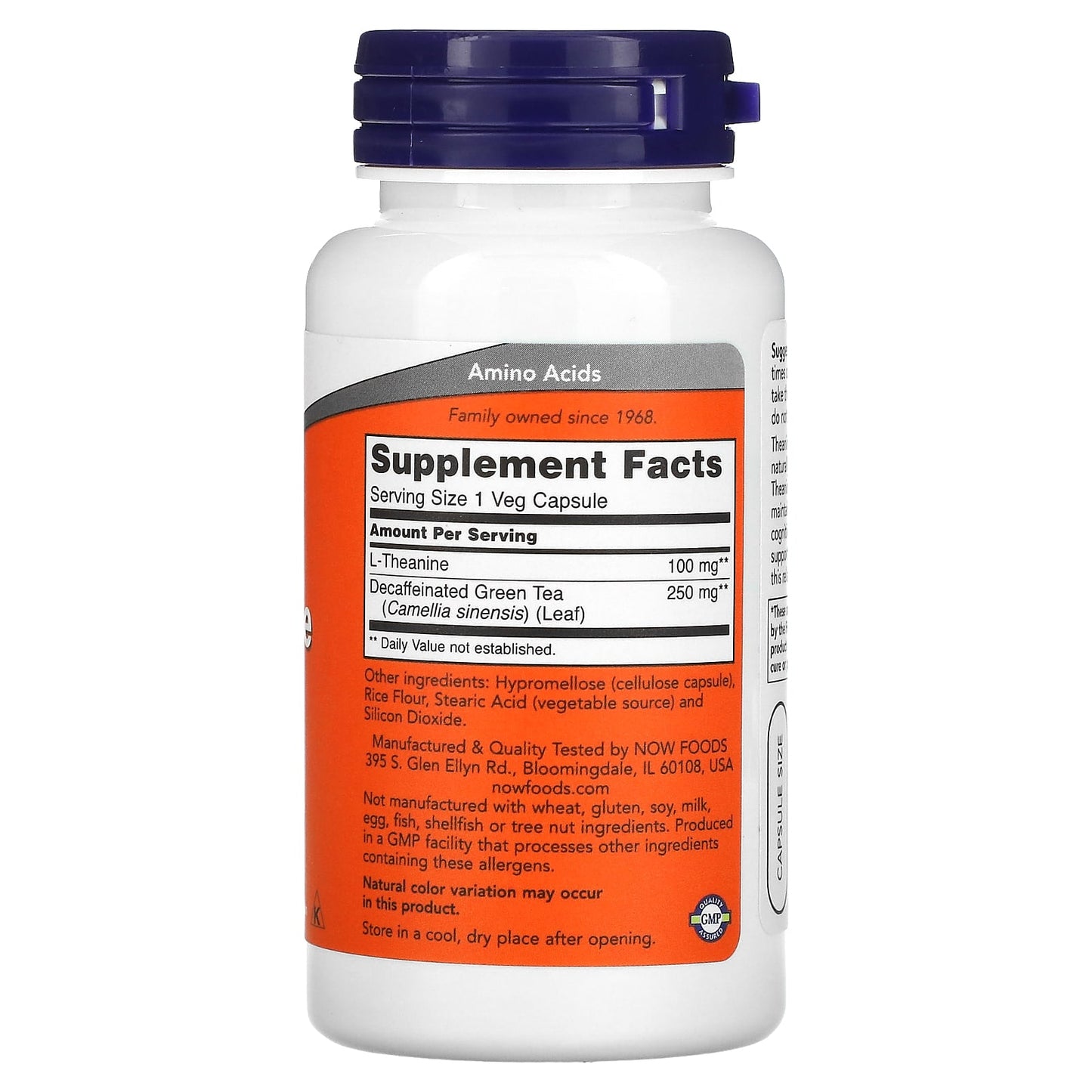 NOW Foods, L-Theanine, 100 mg, 90 Veg Capsules - Image 2