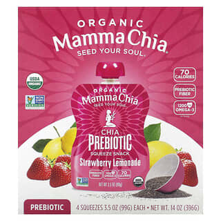 Organic Chia Prebiotic Squeeze Snack - Strawberry Lemonade, 4 Pack