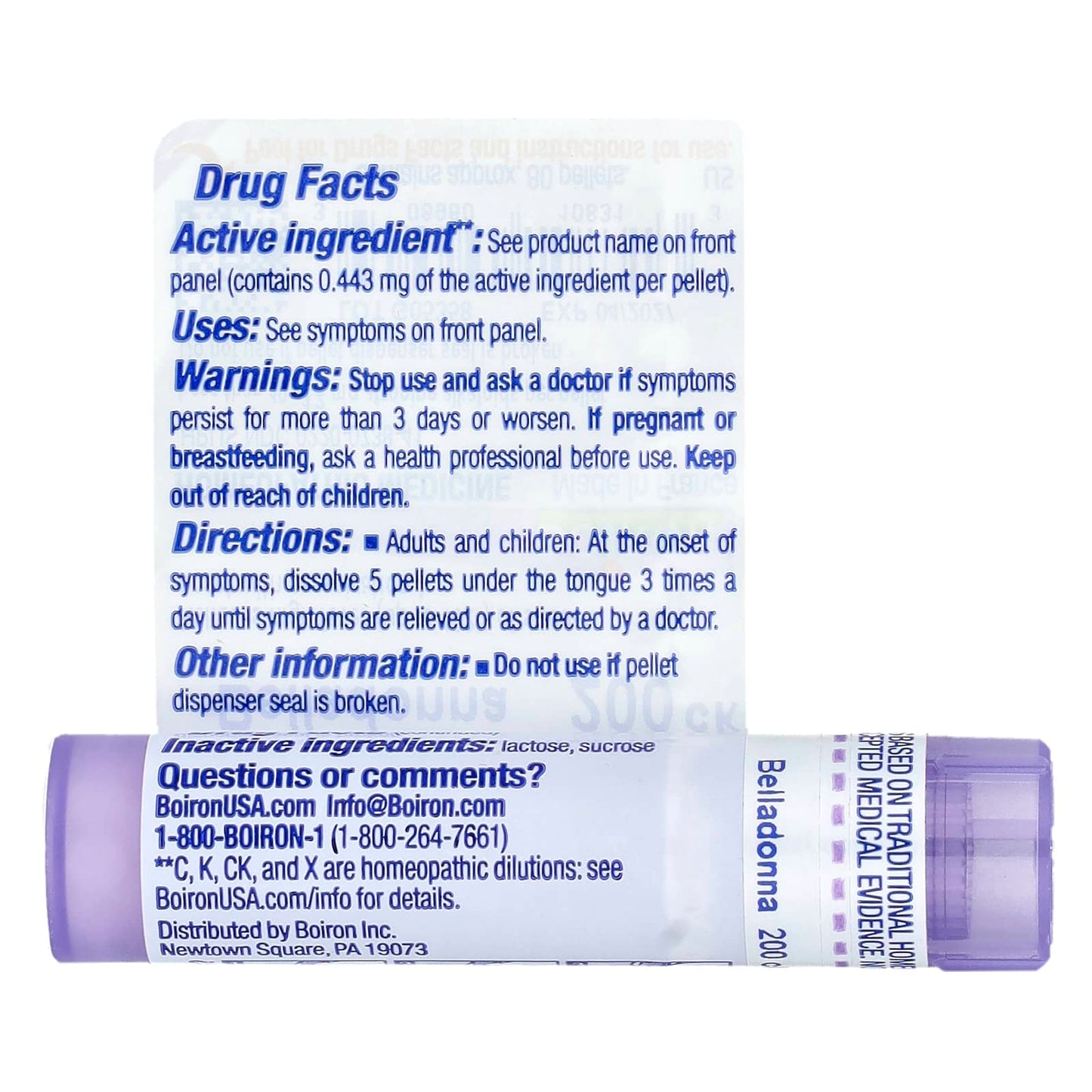Belladonna Homeopathic Fever Relief, 200CK, 80 Pellets | Boiron - Image 2