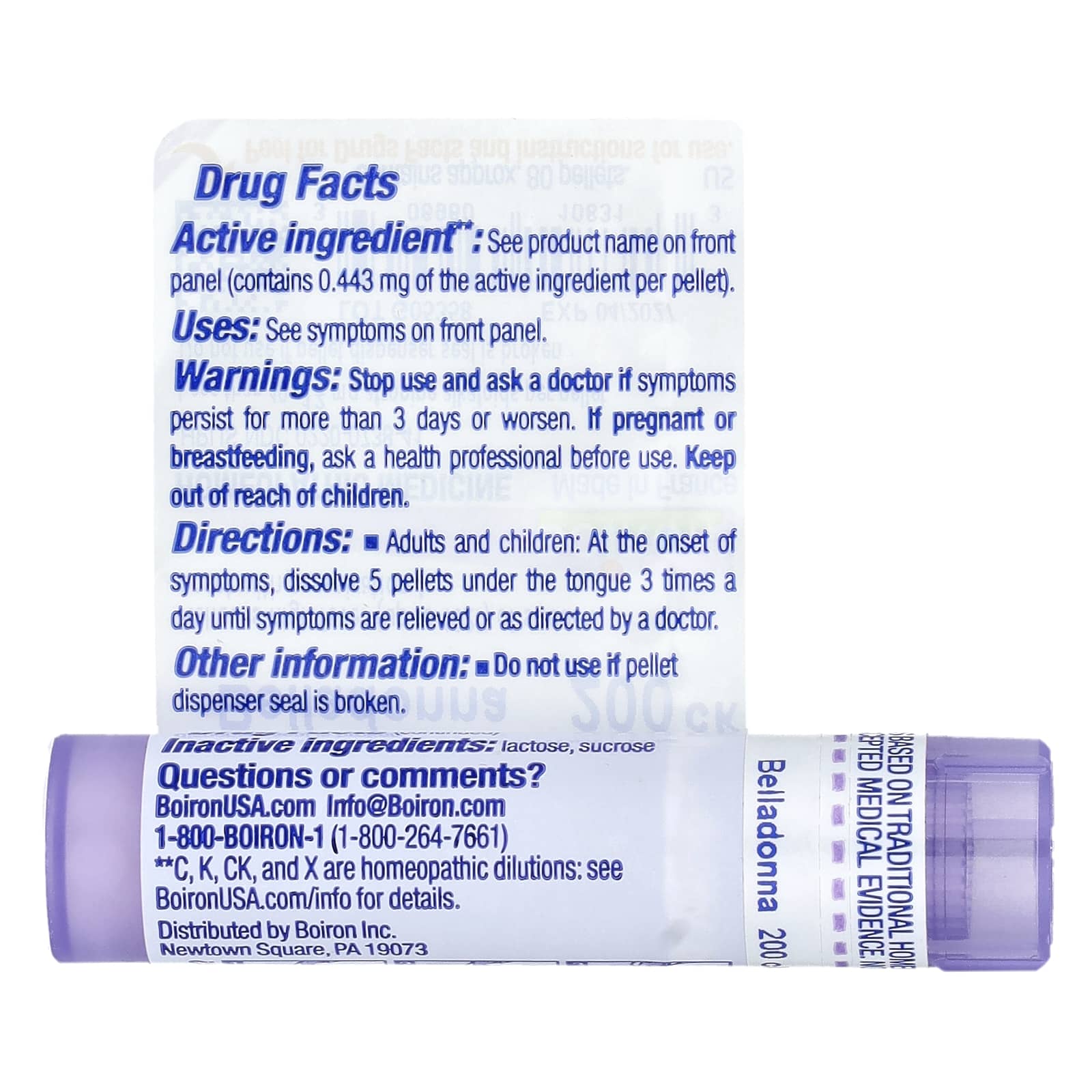 Belladonna Homeopathic Fever Relief, 200CK, 80 Pellets | Boiron - Image 2