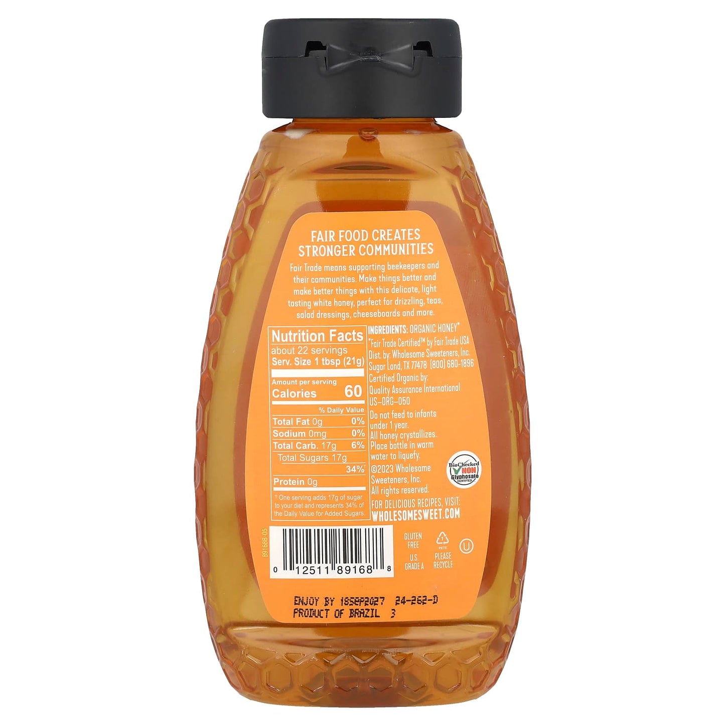 Wholesome Sweeteners, Raw + Unfiltered Organic White Honey, 16 oz (454 g) - Image 2