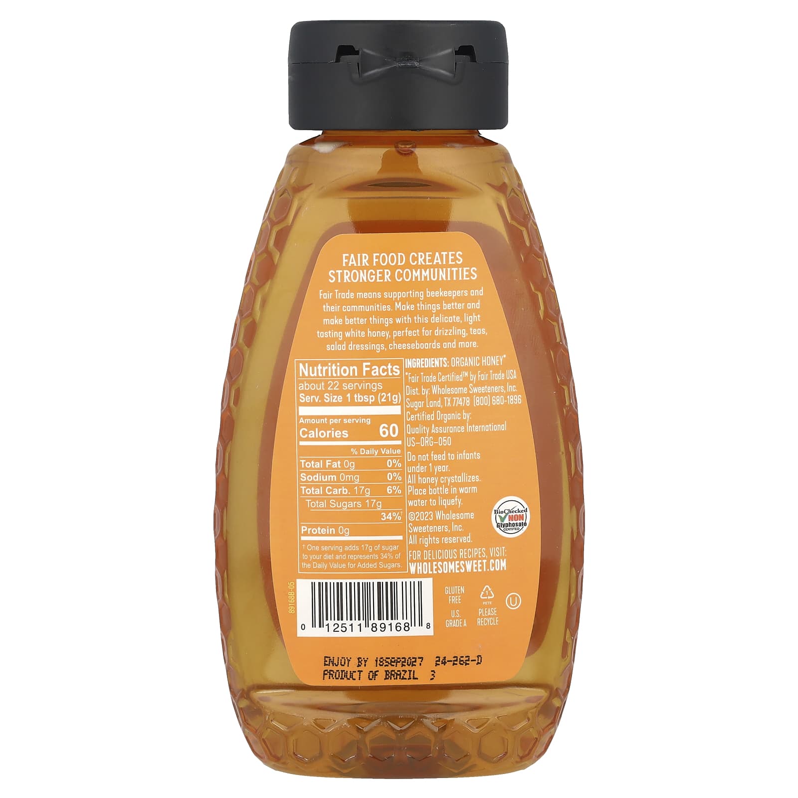 Wholesome Sweeteners, Raw + Unfiltered Organic White Honey, 16 oz (454 g) - Image 2