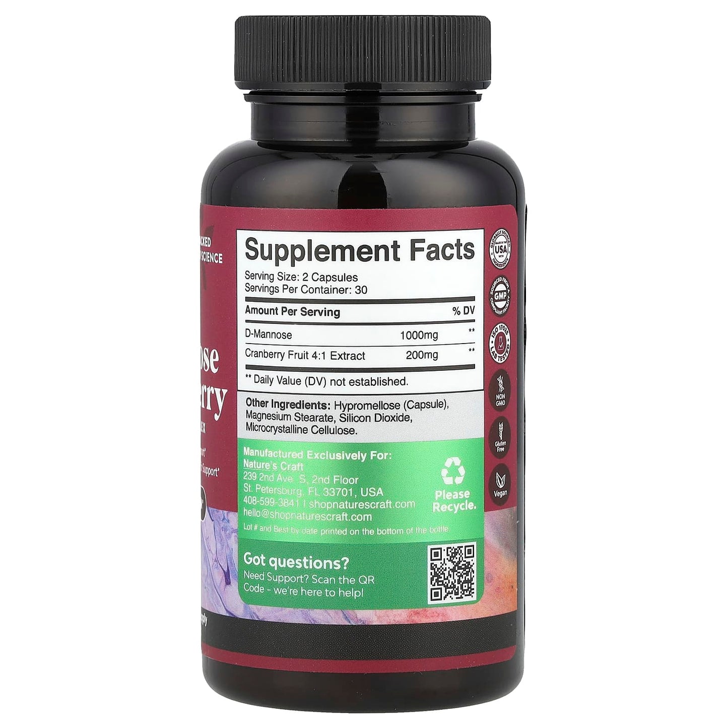 Nature's Craft, D-Mannose & Cranberry, 60 Capsules - Image 2