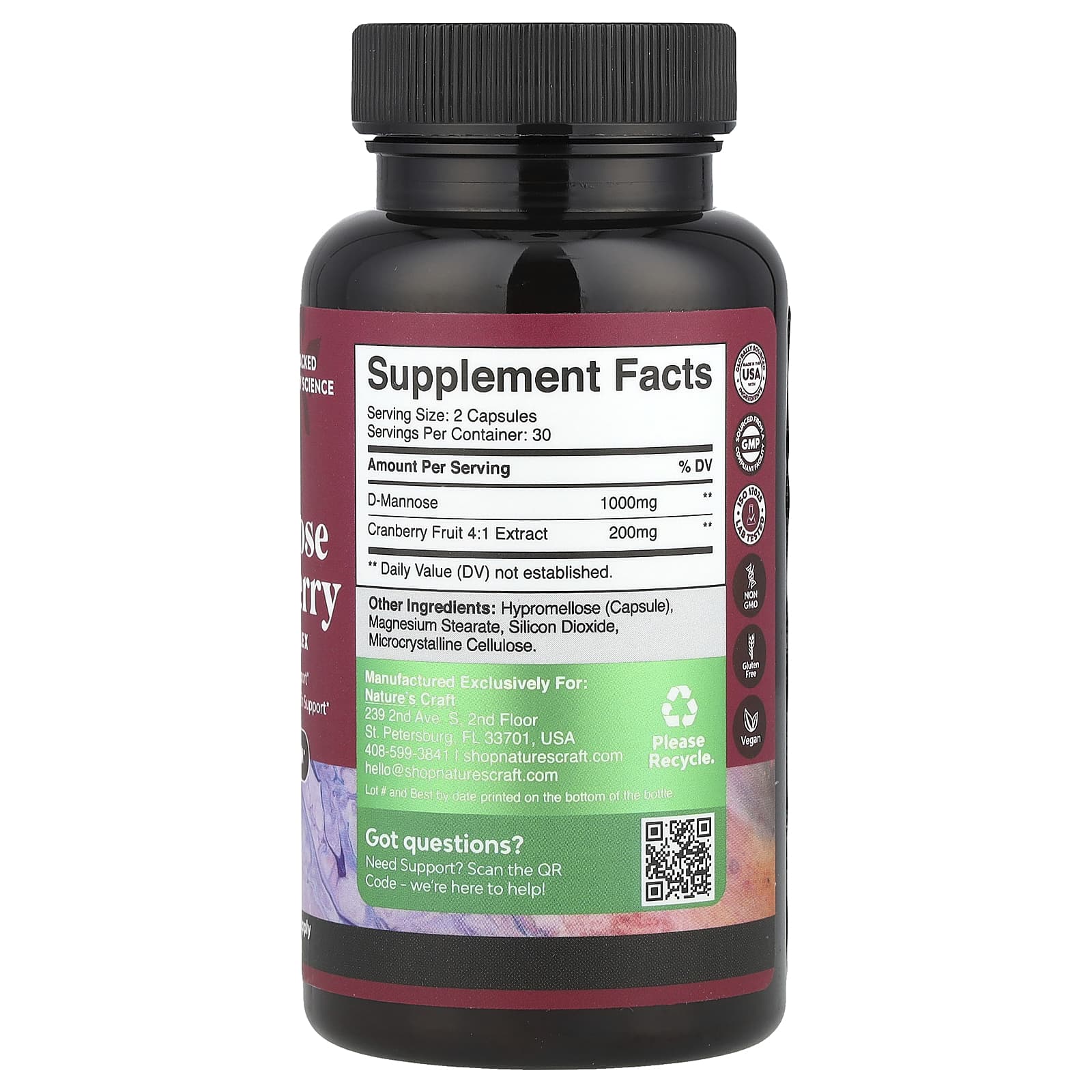 Nature's Craft, D-Mannose & Cranberry, 60 Capsules - Image 2