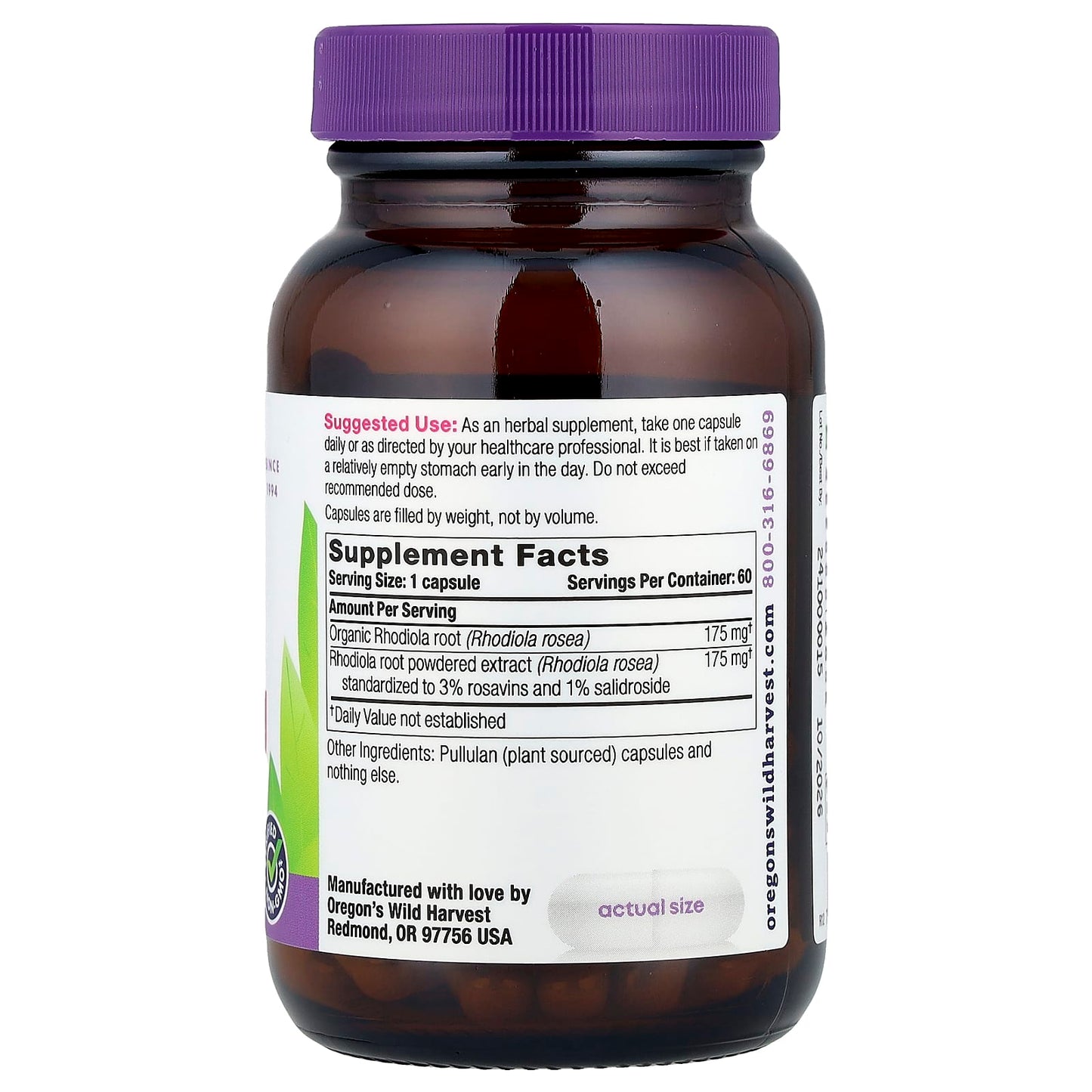 Oregon's Wild Harvest, Rhodiola, 60 Vegan Capsules - Image 2