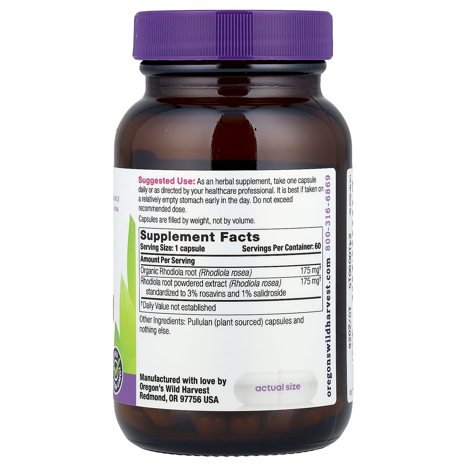 Oregon's Wild Harvest, Rhodiola, 60 Vegan Capsules - Image 2
