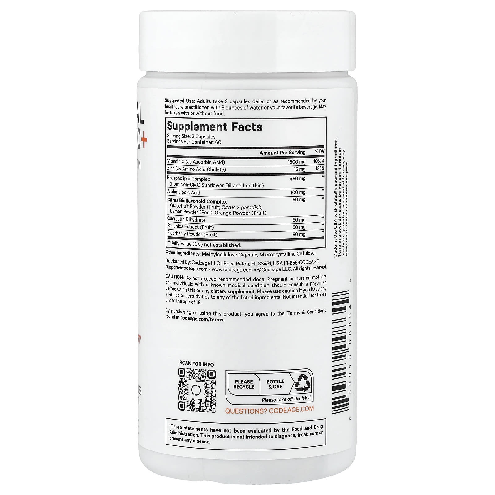 Boost Immunity with Codeage Liposomal Vitamin C+, 180 Capsules - Image 2
