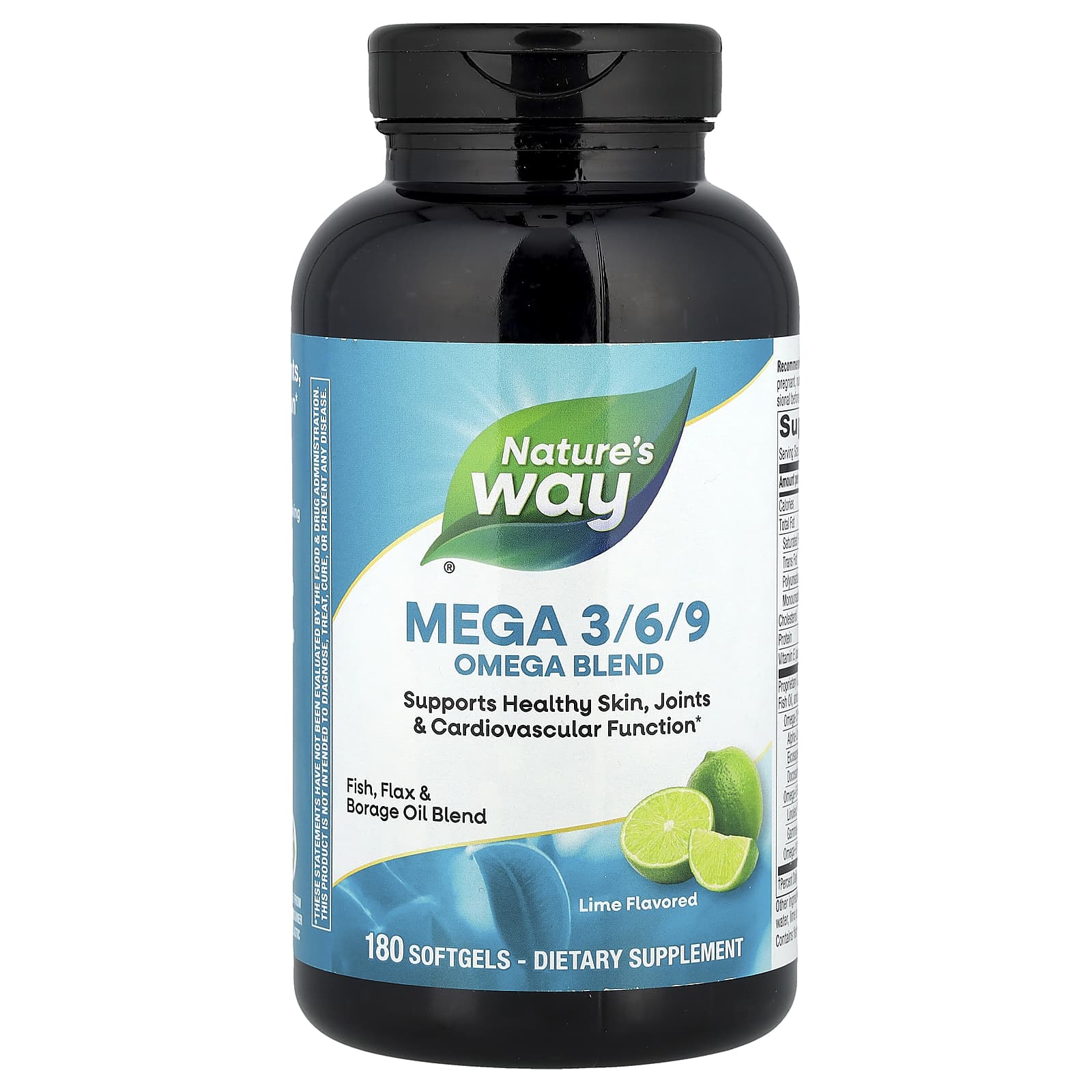Nature's Way, Mega 3/6/9, Omega Blend, Lime , 180 Softgels - Image 1