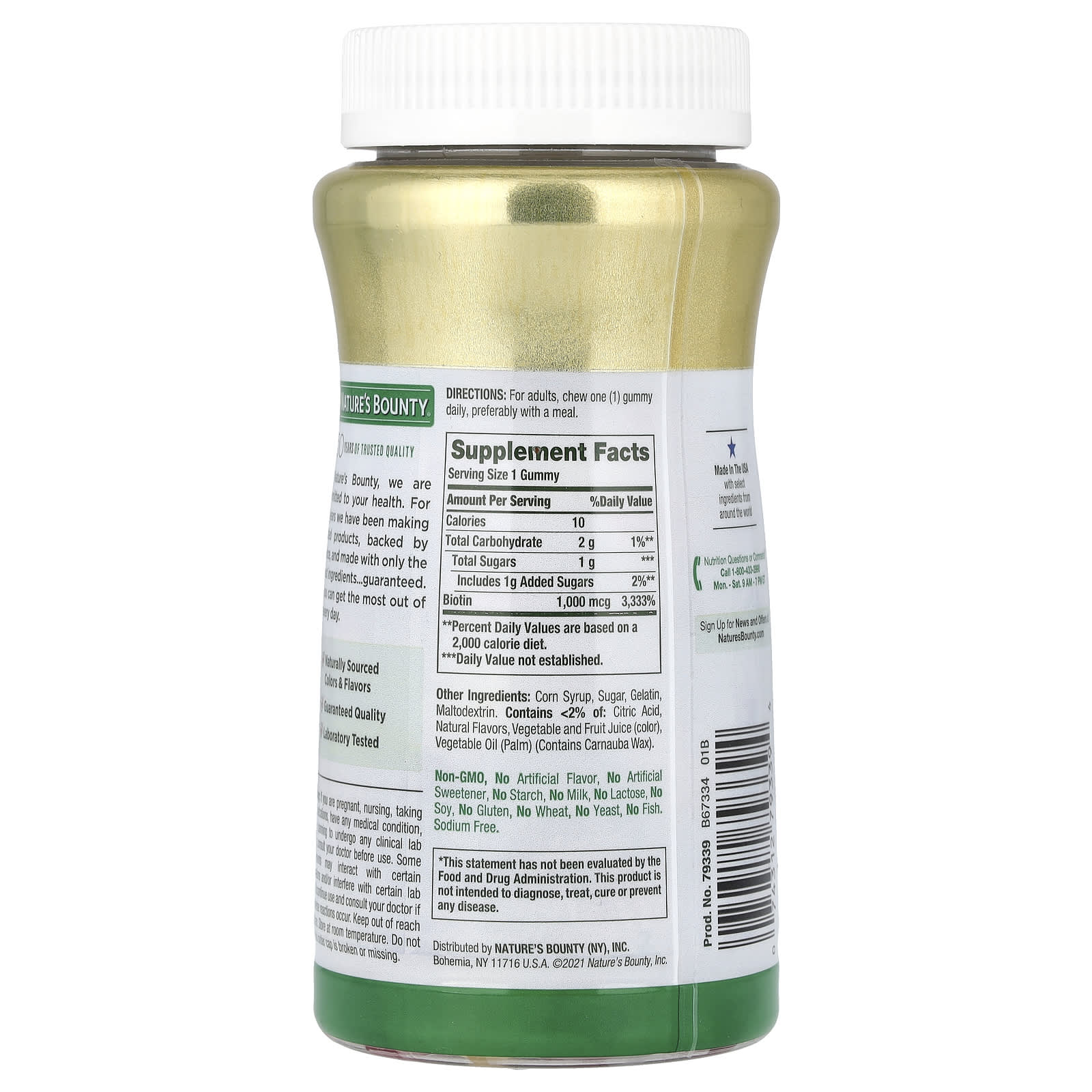 Nature's Bounty, Biotin Gummies, Grape, Orange & Cherry, 1,000 mcg, 110 Gummies